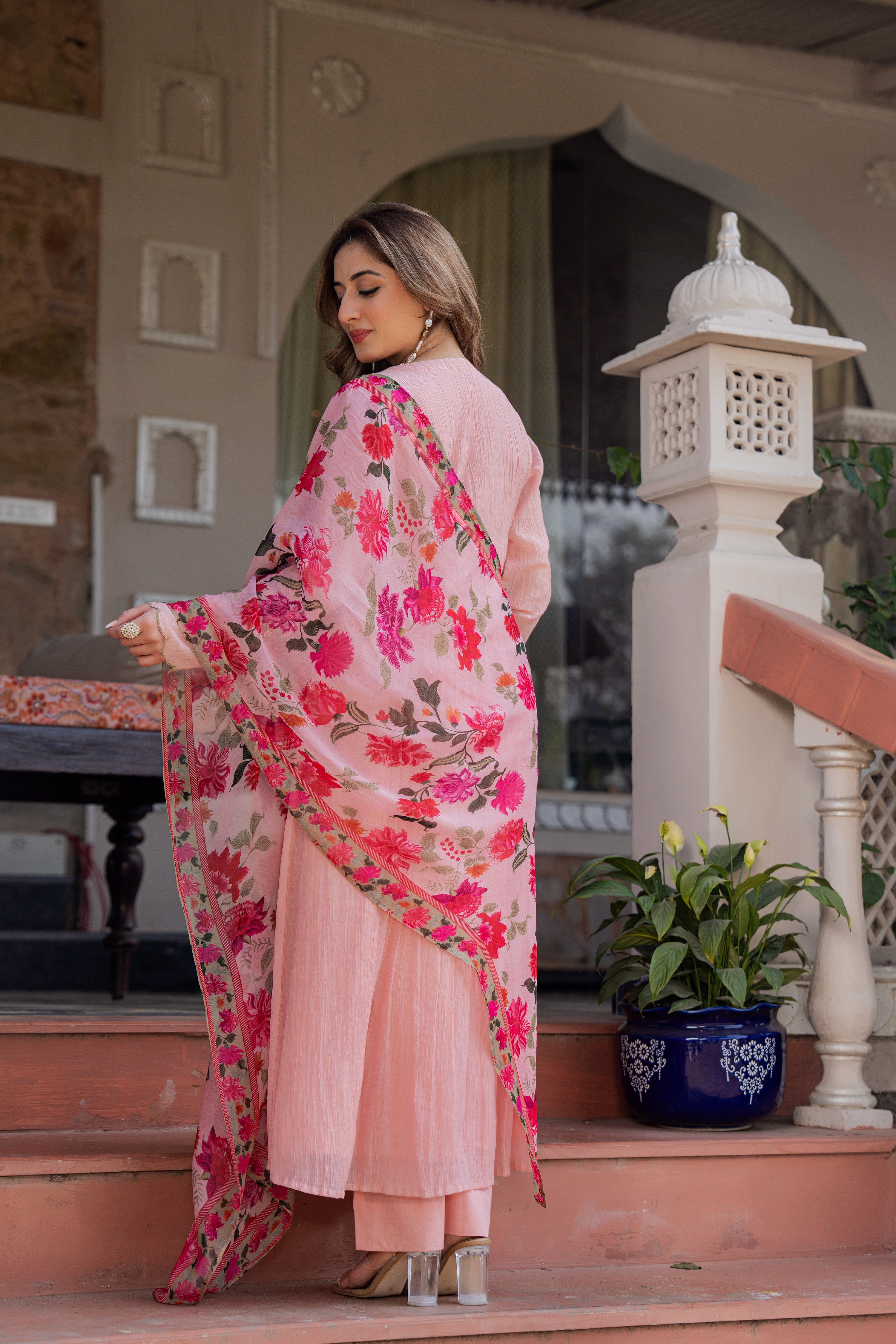 Rose Blush Embroidered Suit Set