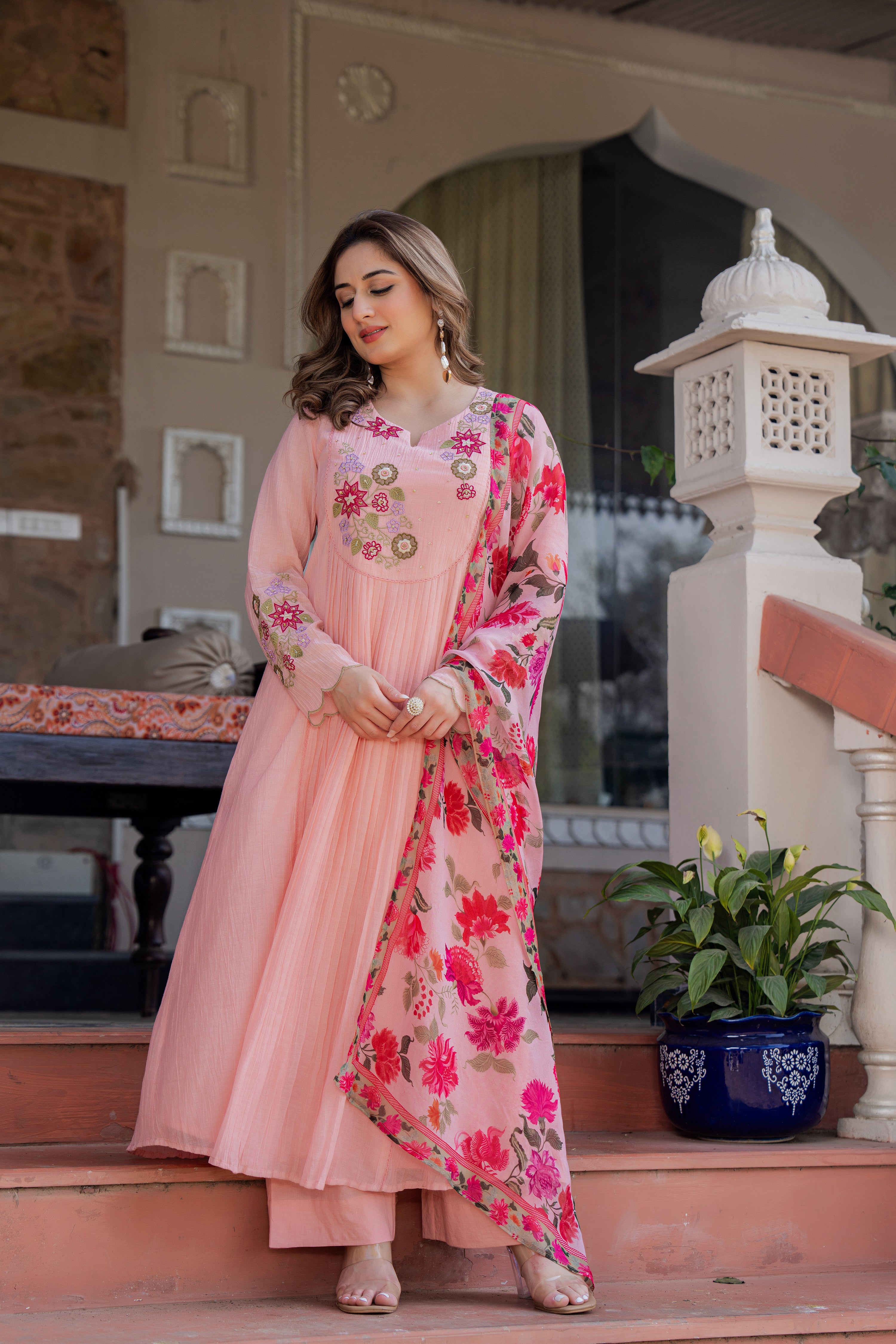 Rose Blush Embroidered Suit Set