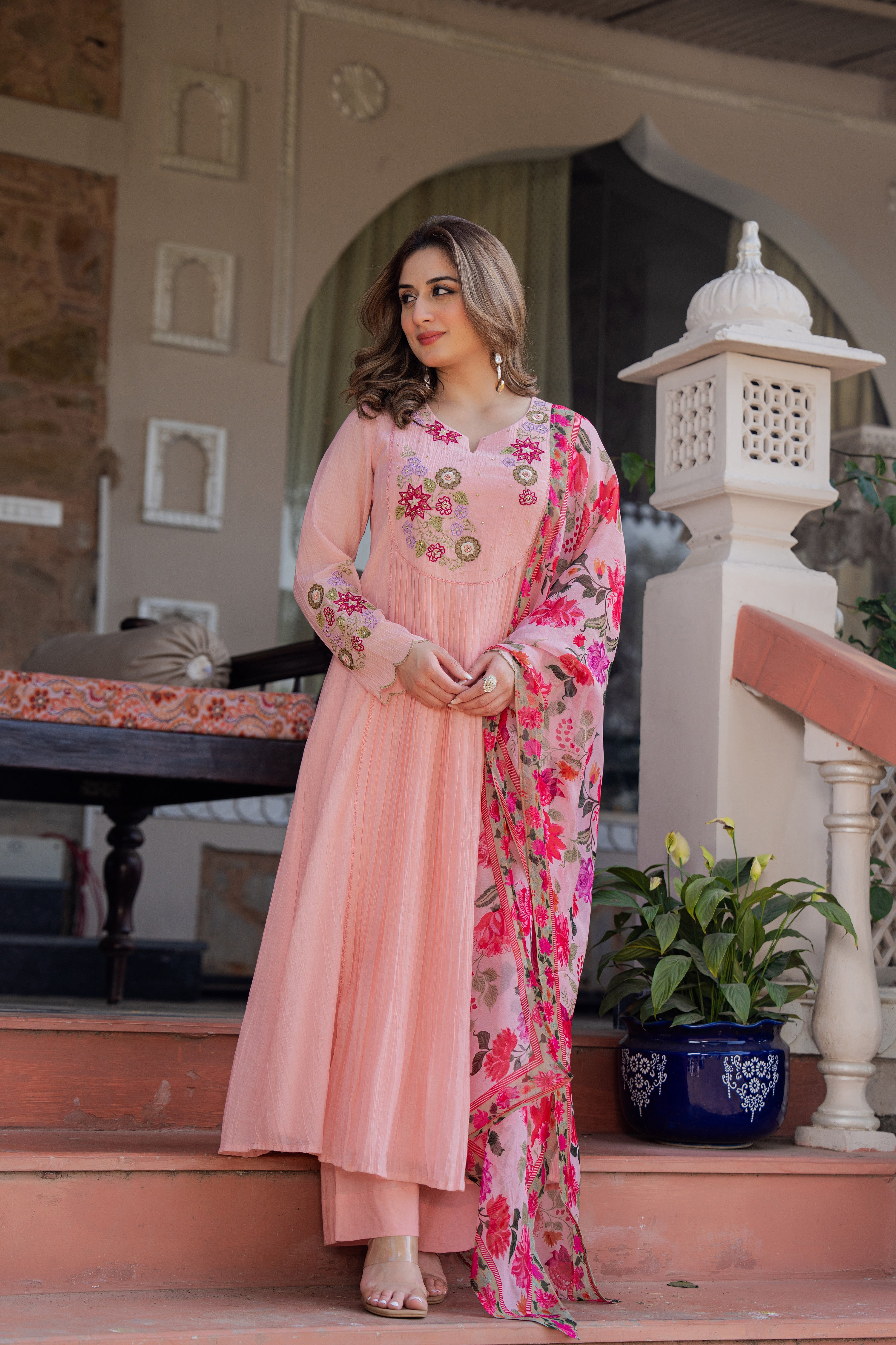 Rose Blush Embroidered Suit Set