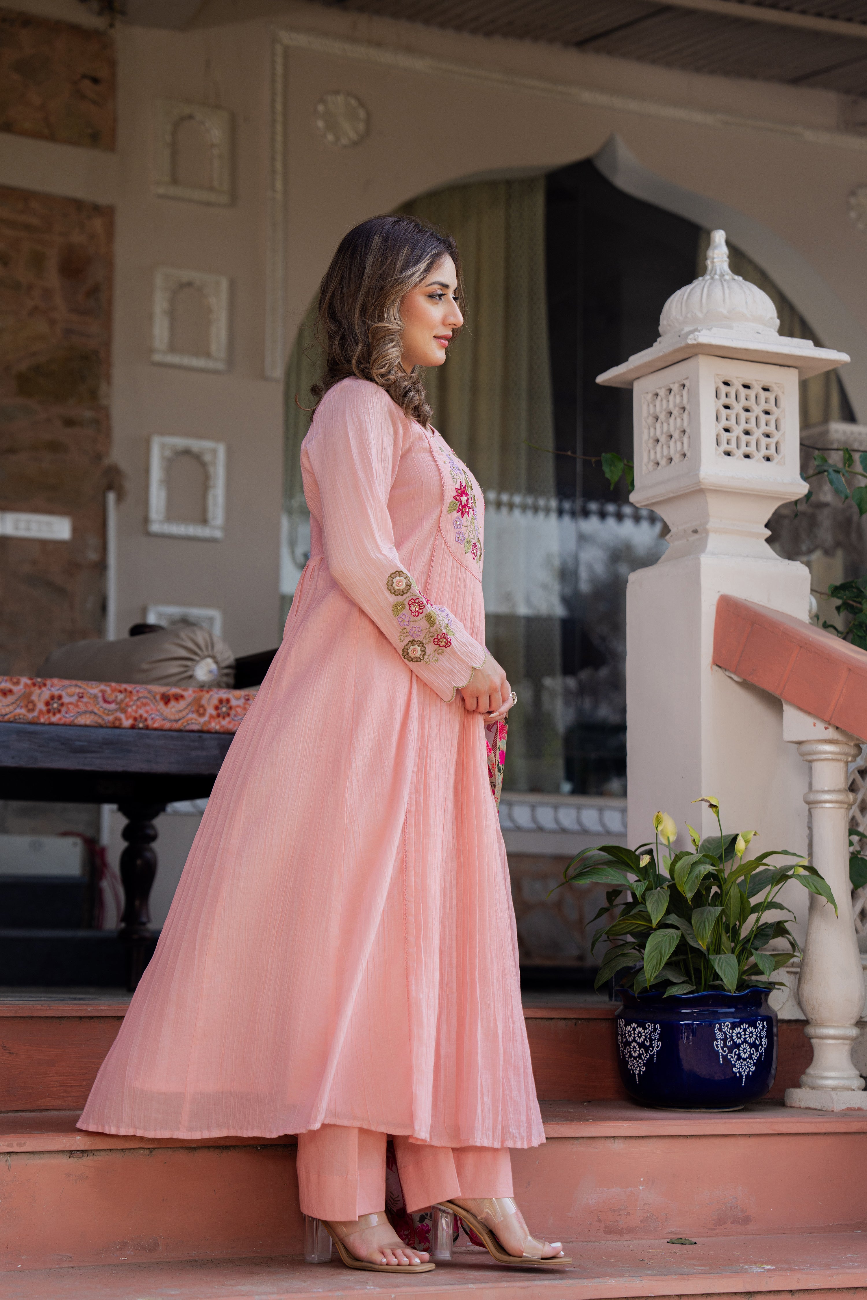 Rose Blush Embroidered Suit Set