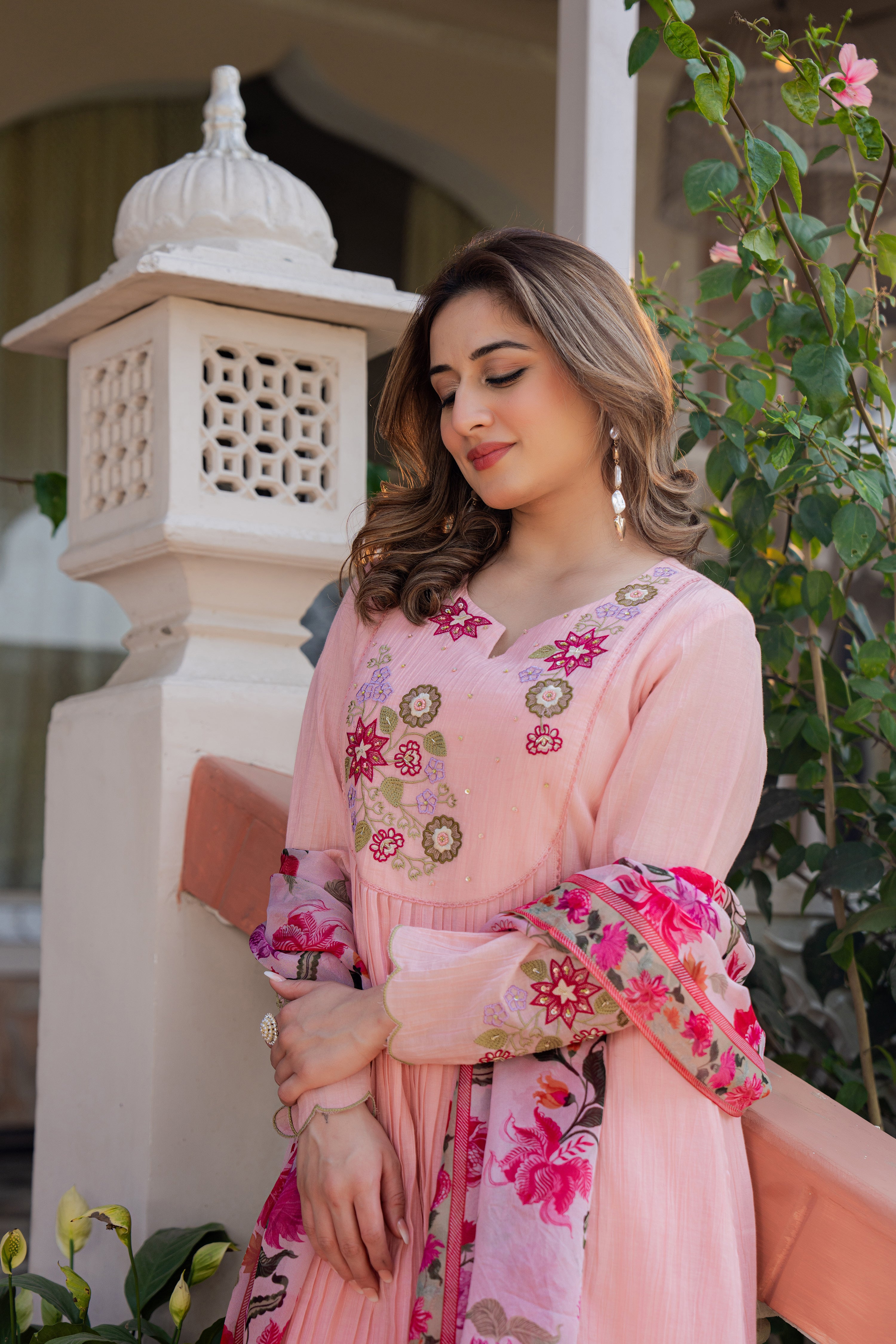 Rose Blush Embroidered Suit Set
