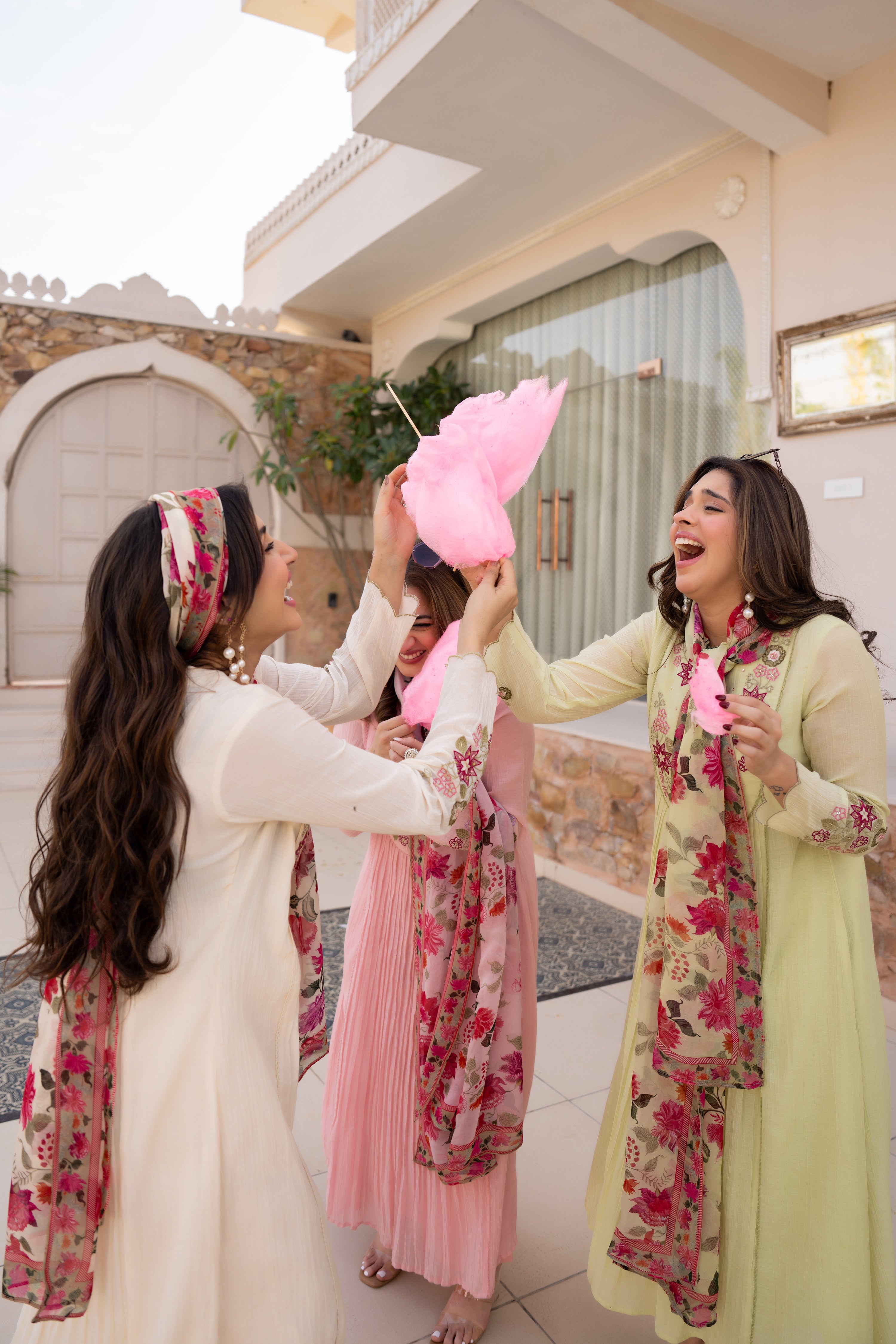 Cream Floral Elegance Suit Set