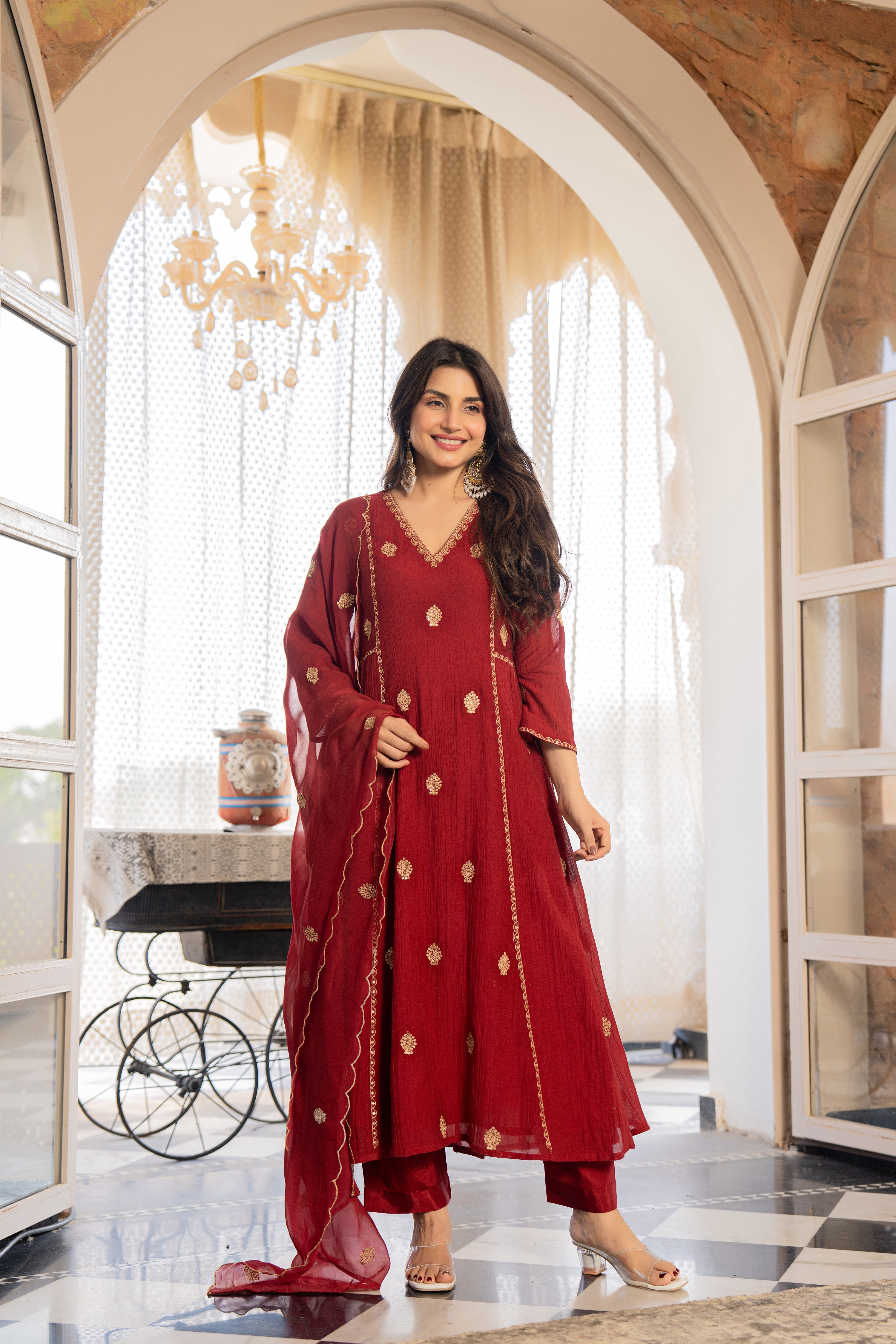 Wine Red Noor Suit Set