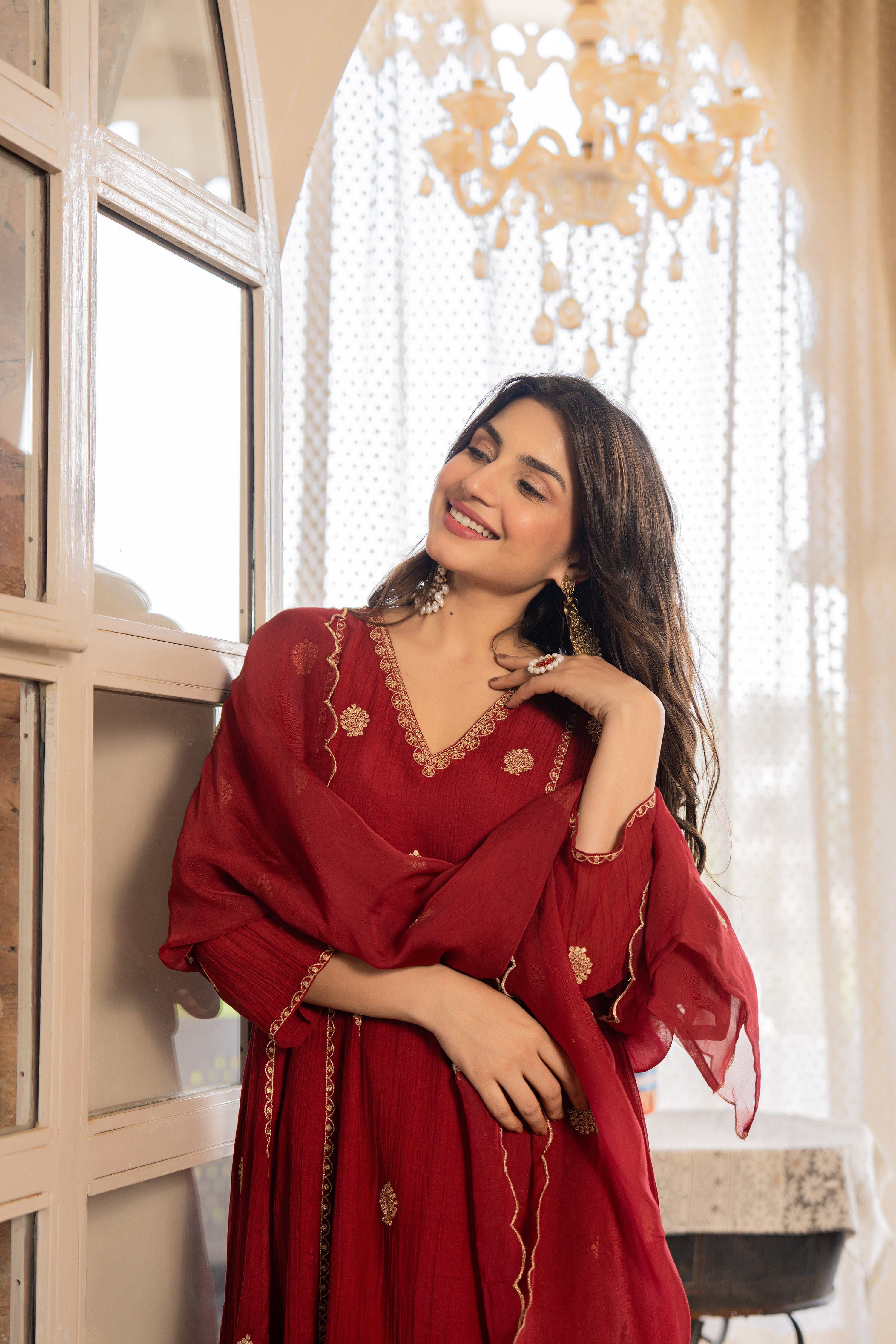 Wine Red Noor Suit Set