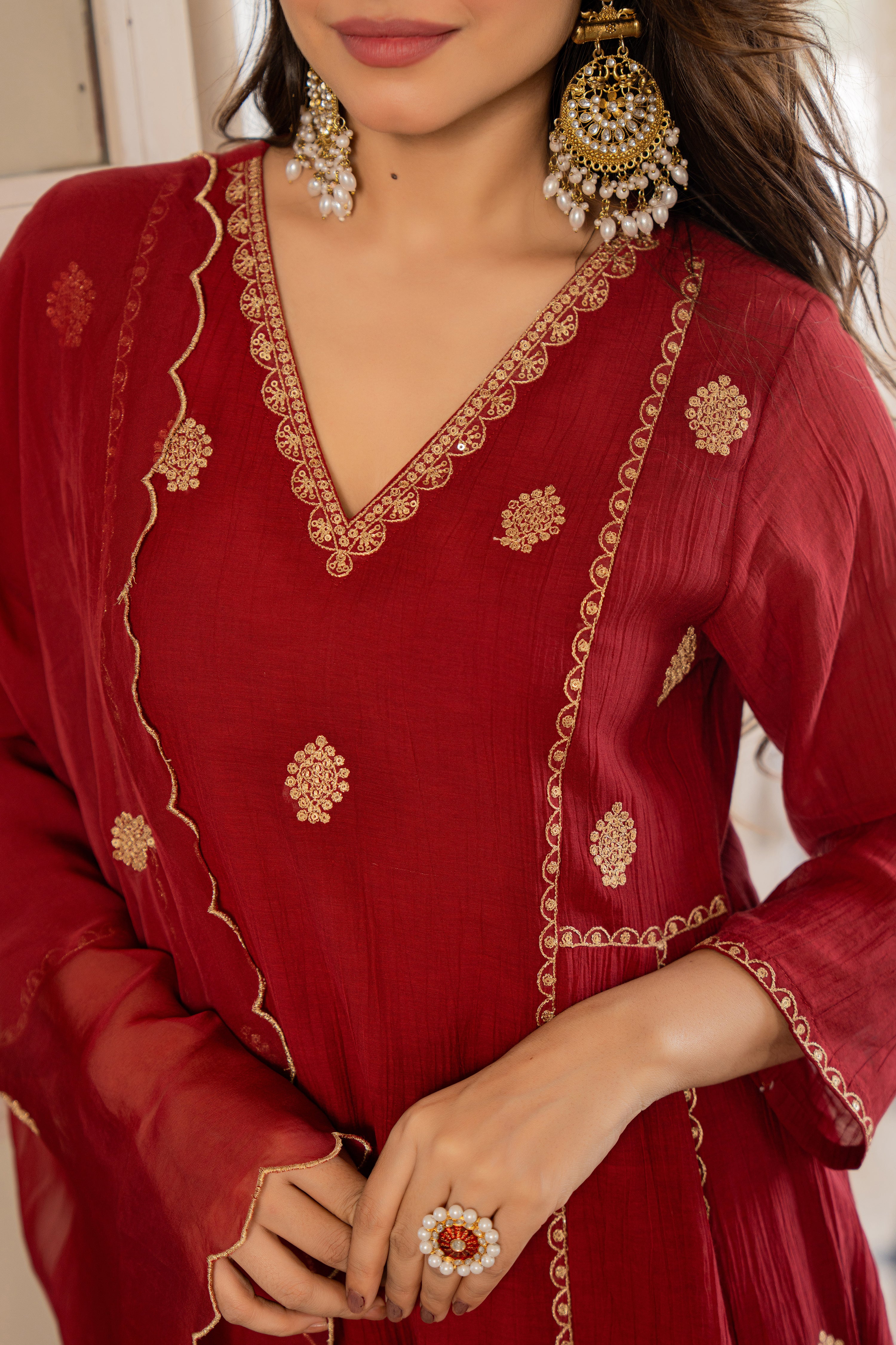 Wine Red Noor Suit Set
