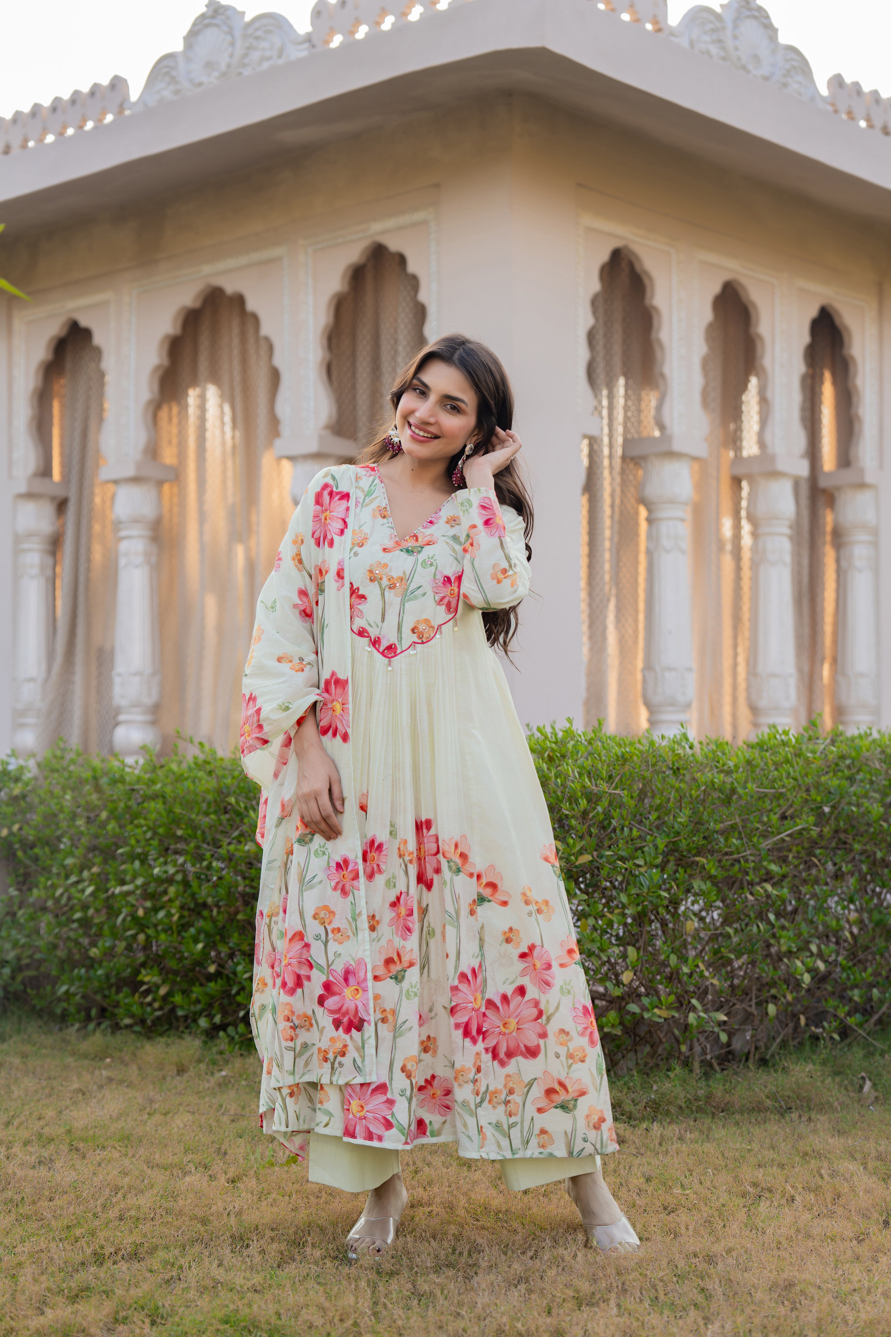 Ivory Petal Grace Cotton Suit Set