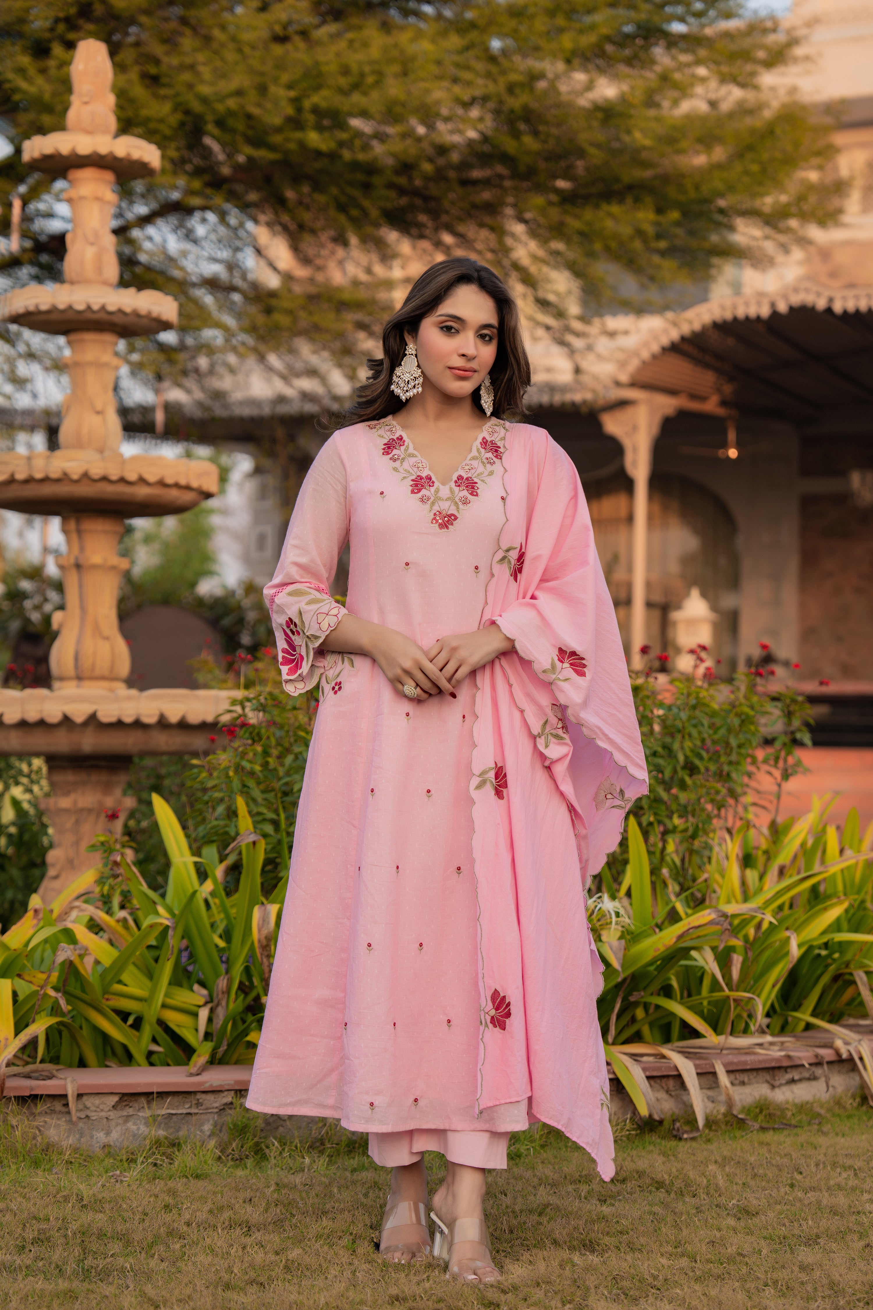 Petal Grace Cotton Dobby Suit Set