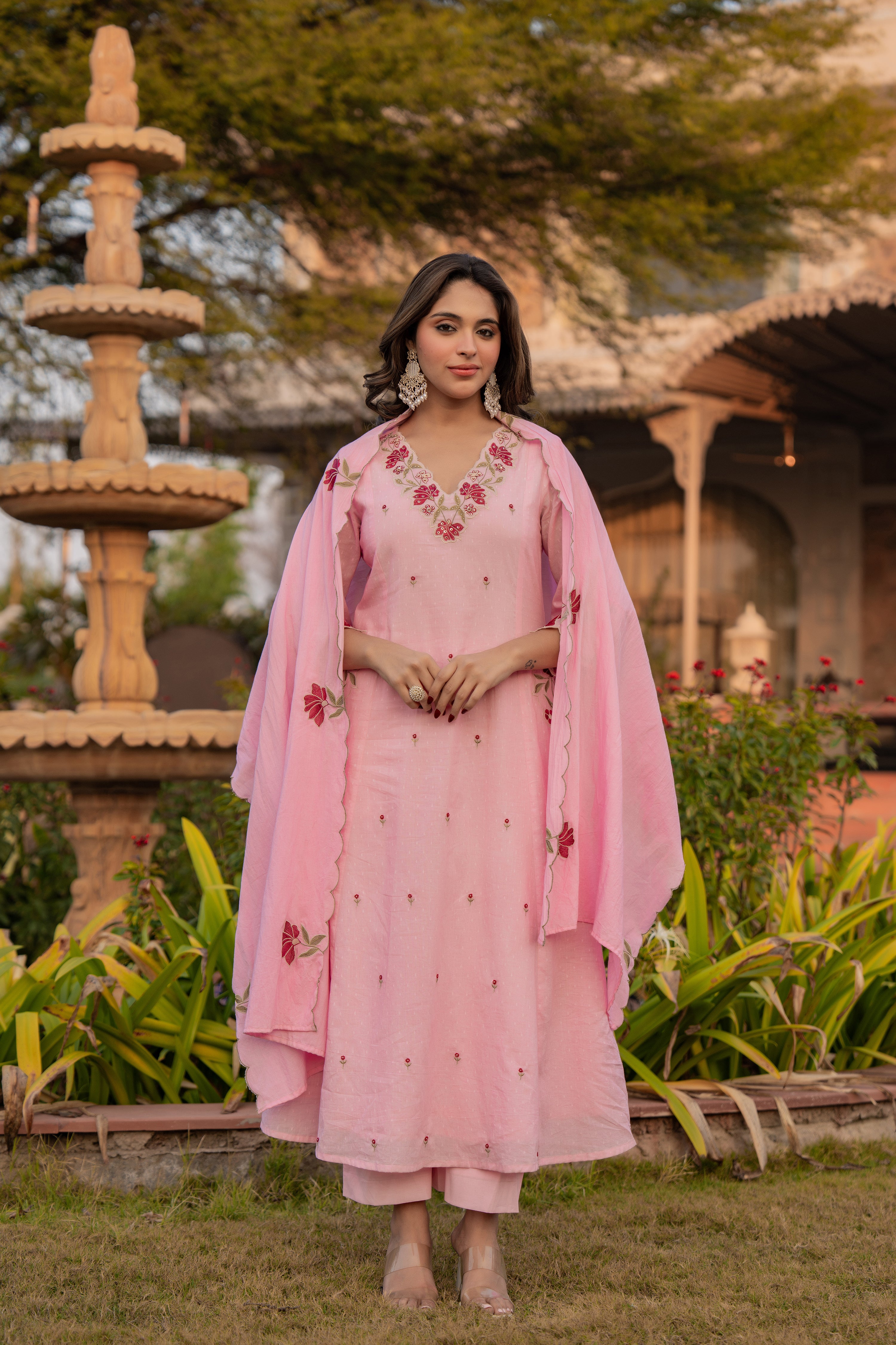 Petal Grace Cotton Dobby Suit Set