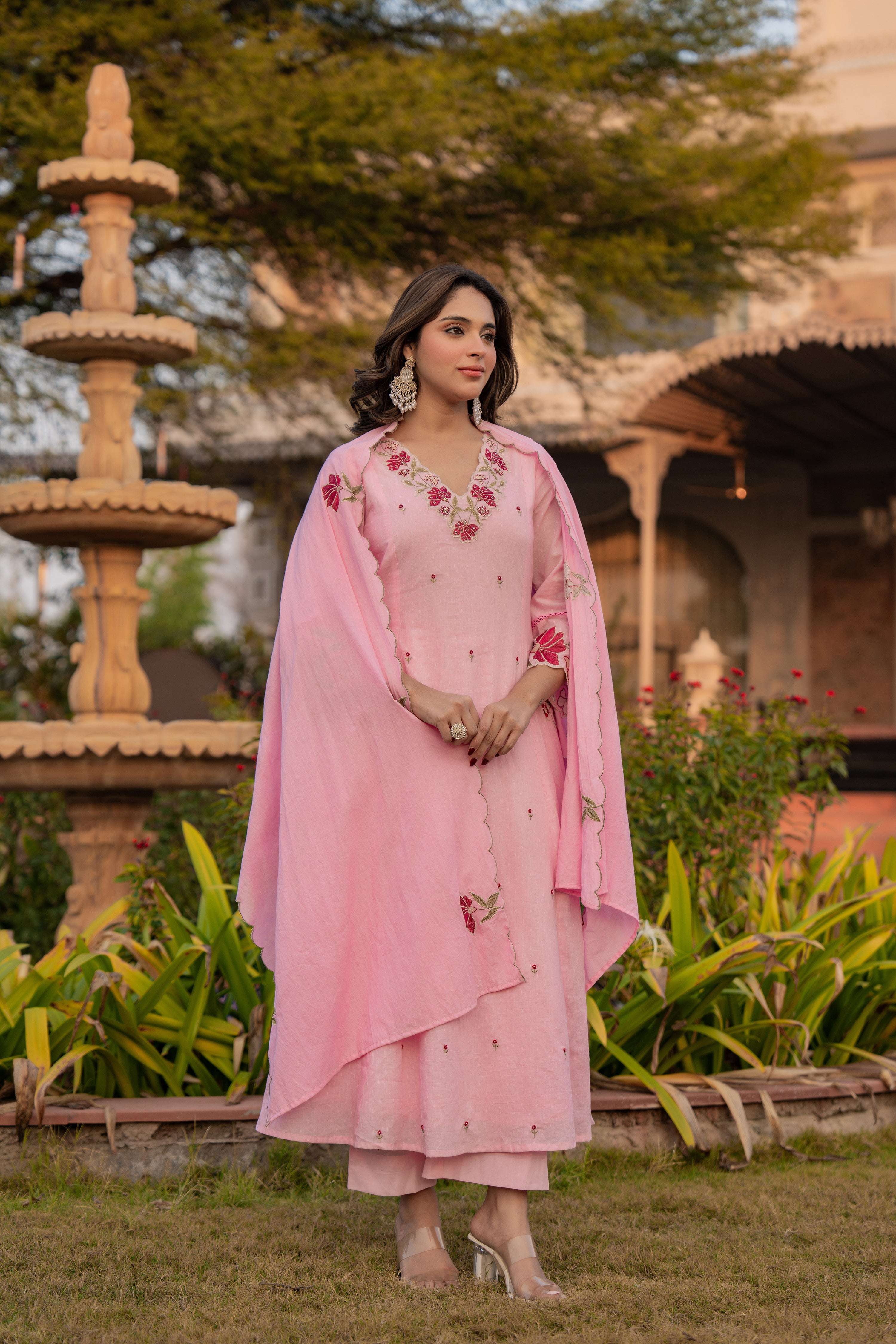 Petal Grace Cotton Dobby Suit Set