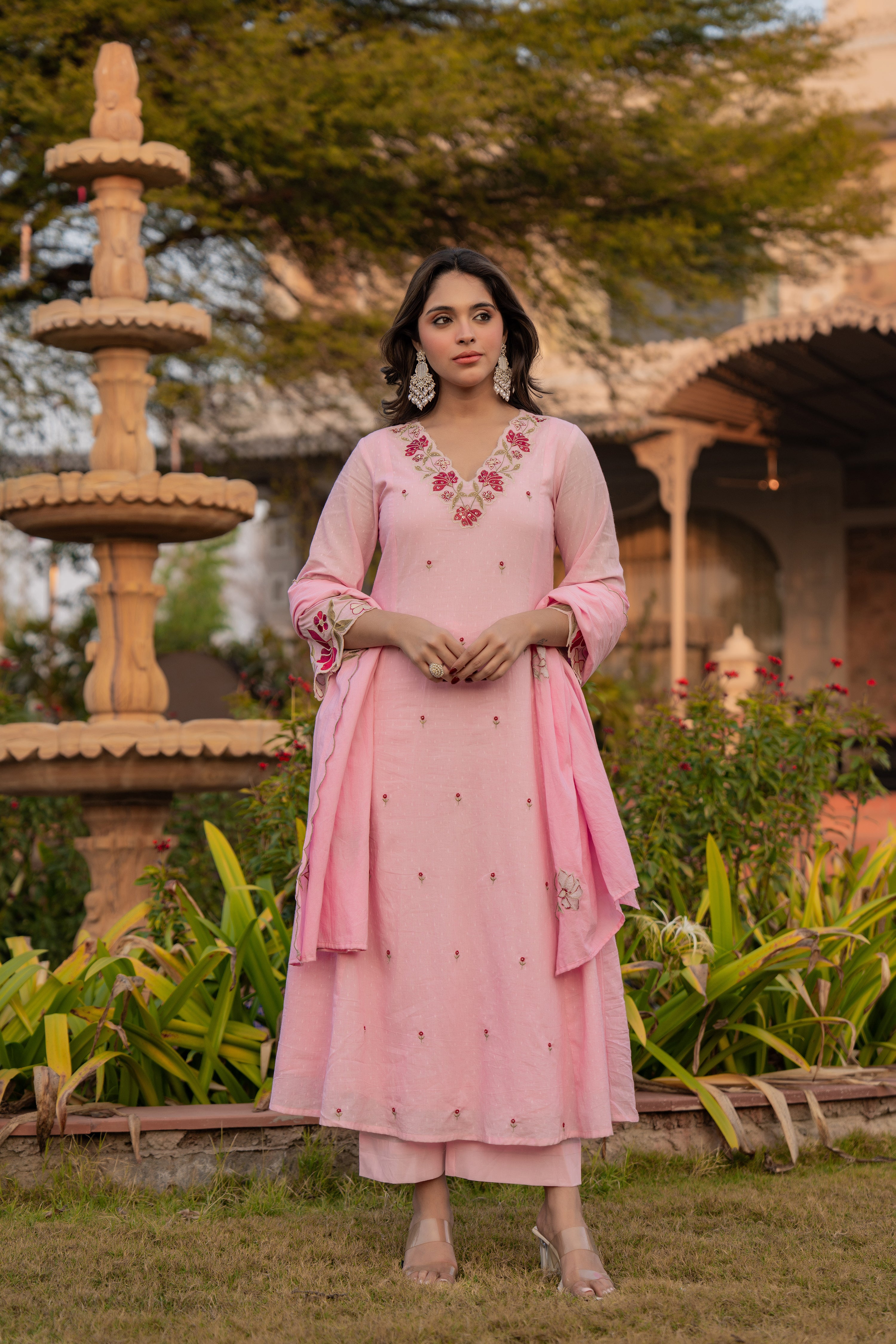 Petal Grace Cotton Dobby Suit Set