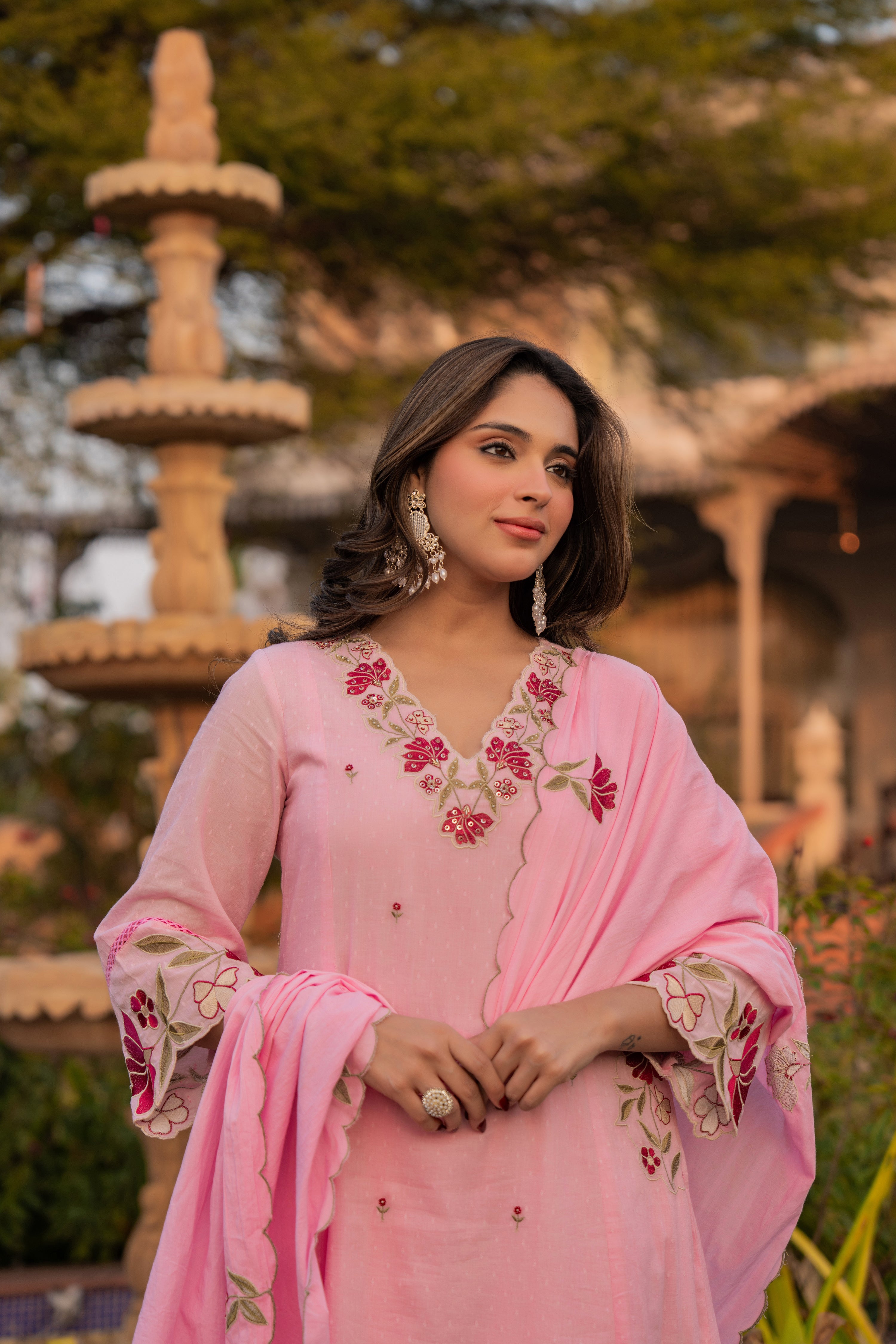 Petal Grace Cotton Dobby Suit Set