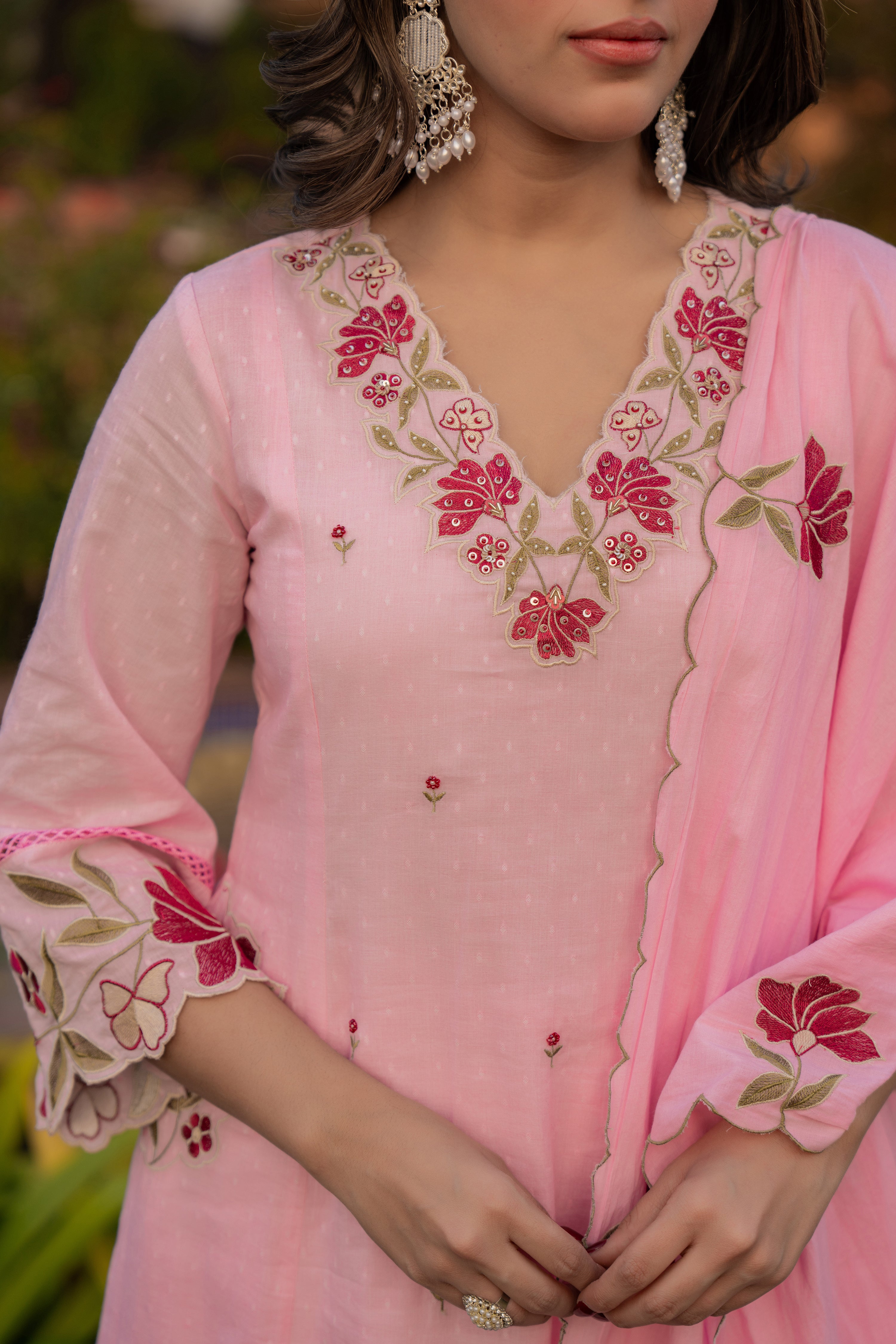 Petal Grace Cotton Dobby Suit Set