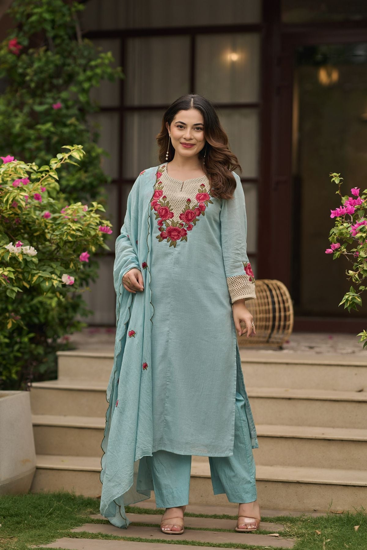 Powder Blue Bloom Suit Set