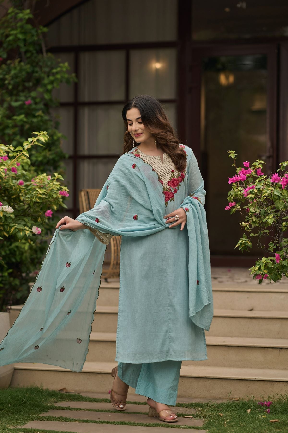 Powder Blue Bloom Suit Set