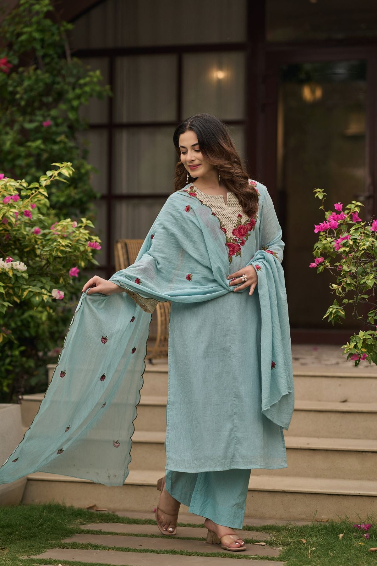 Powder Blue Bloom Suit Set