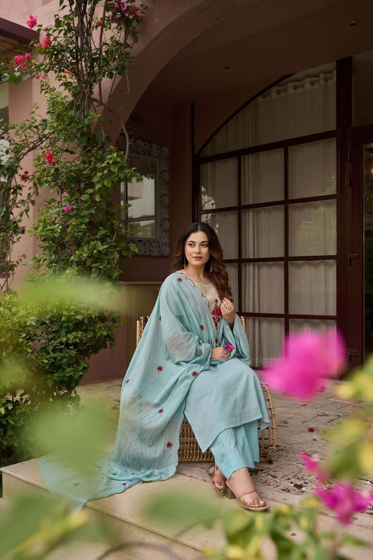 Powder Blue Bloom Suit Set