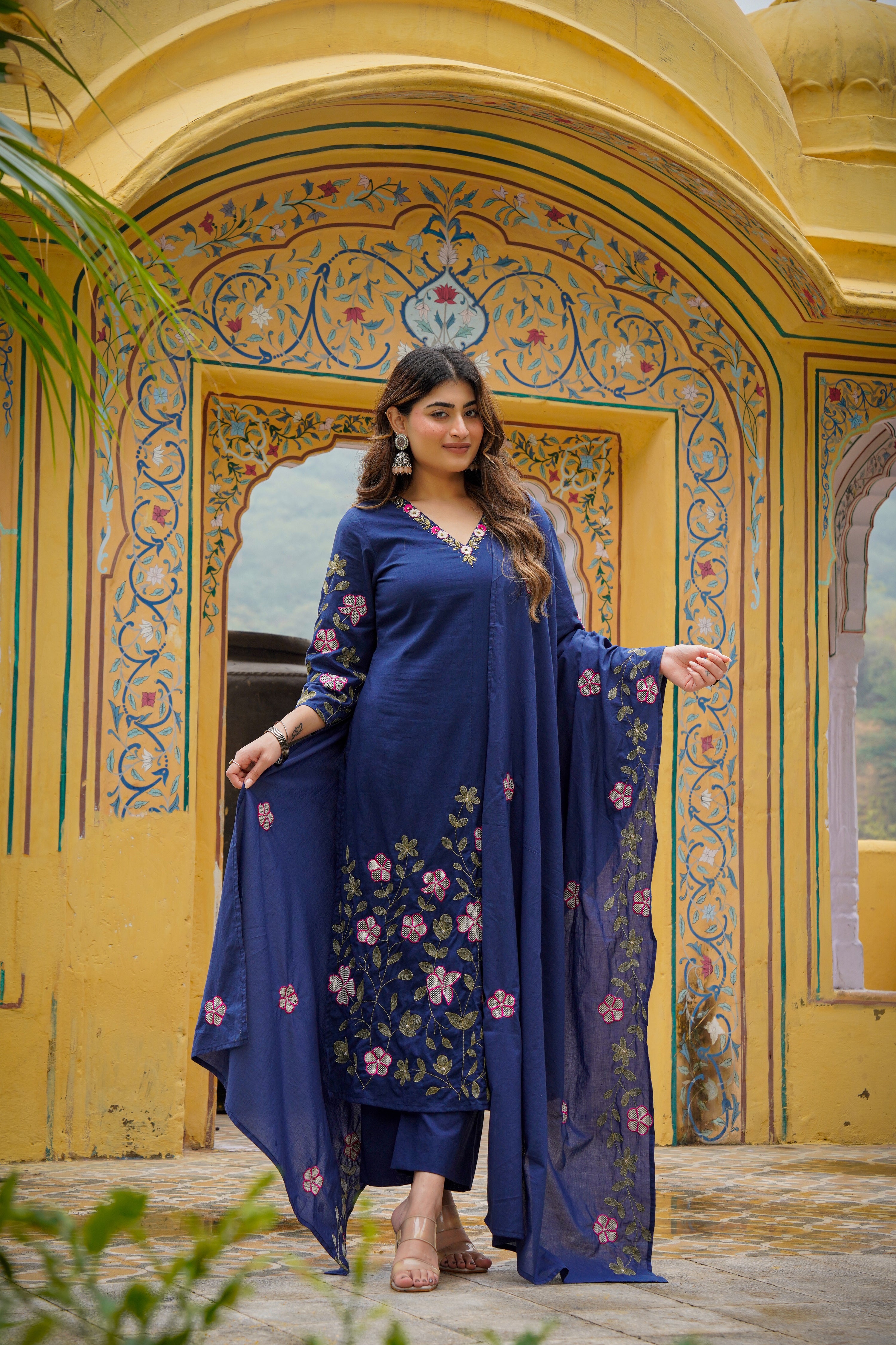 Midnight Navy Mul Cotton Suit Set