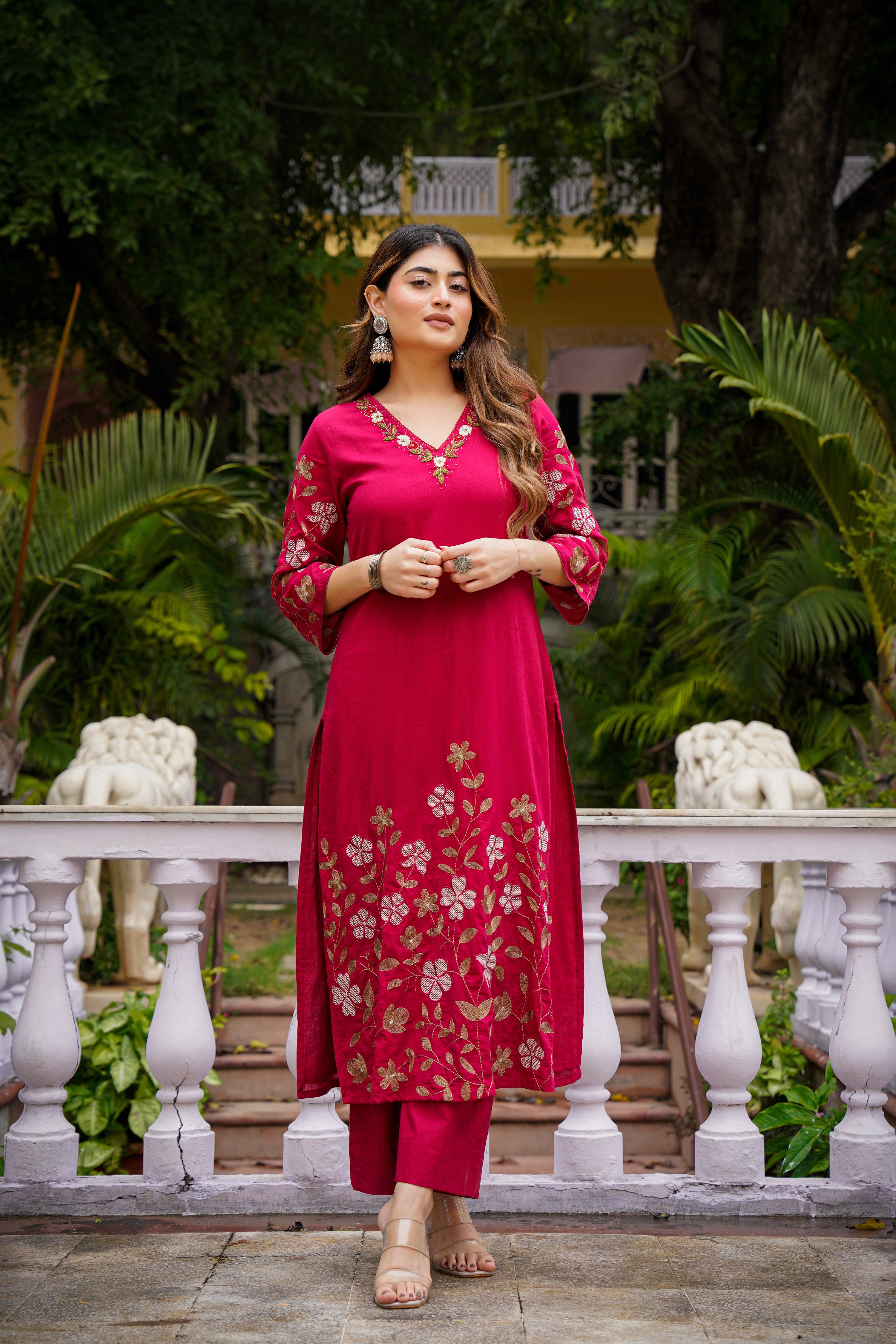 Cherry Garnet Mul Cotton Suit Set