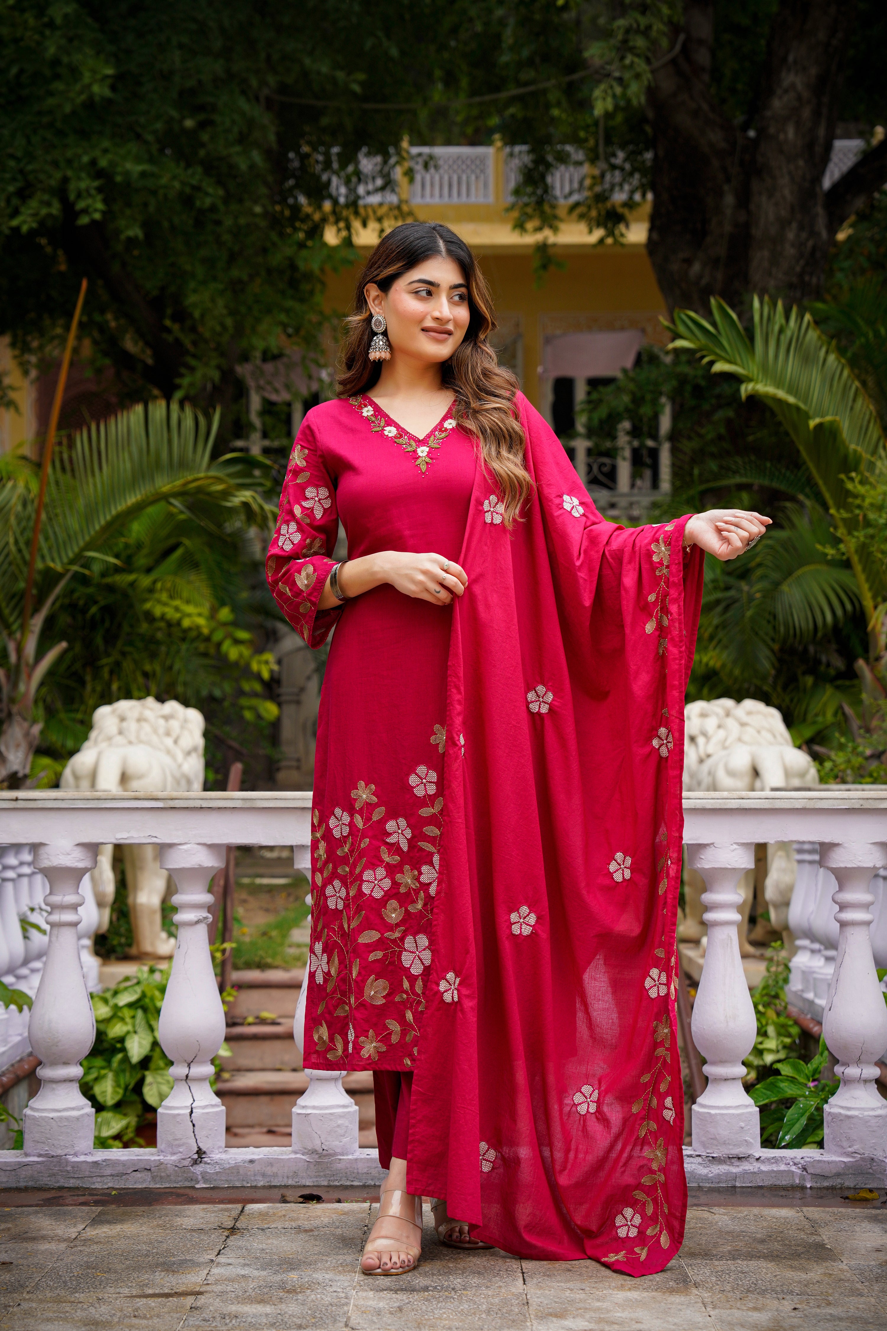 Cherry Garnet Mul Cotton Suit Set