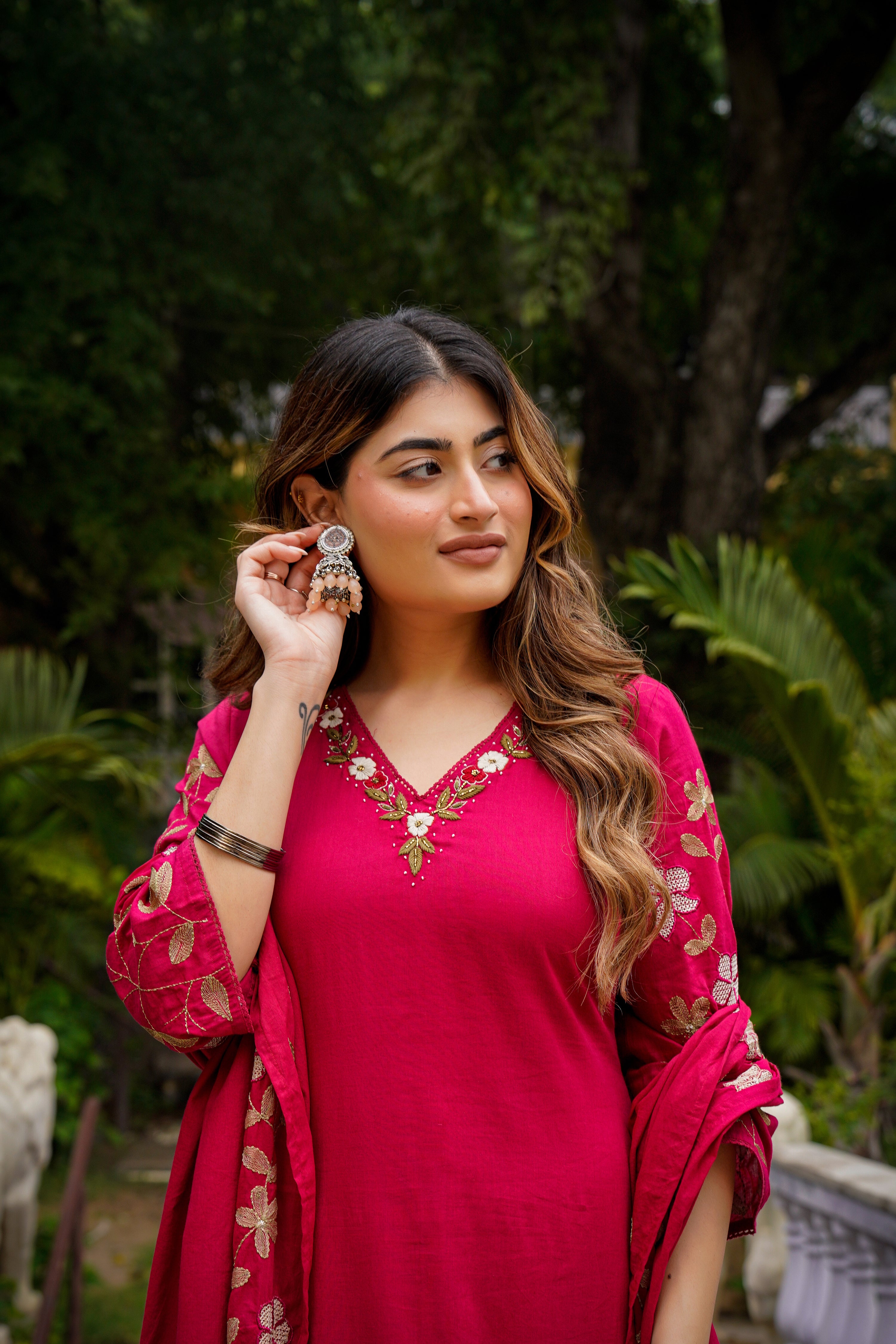 Cherry Garnet Mul Cotton Suit Set