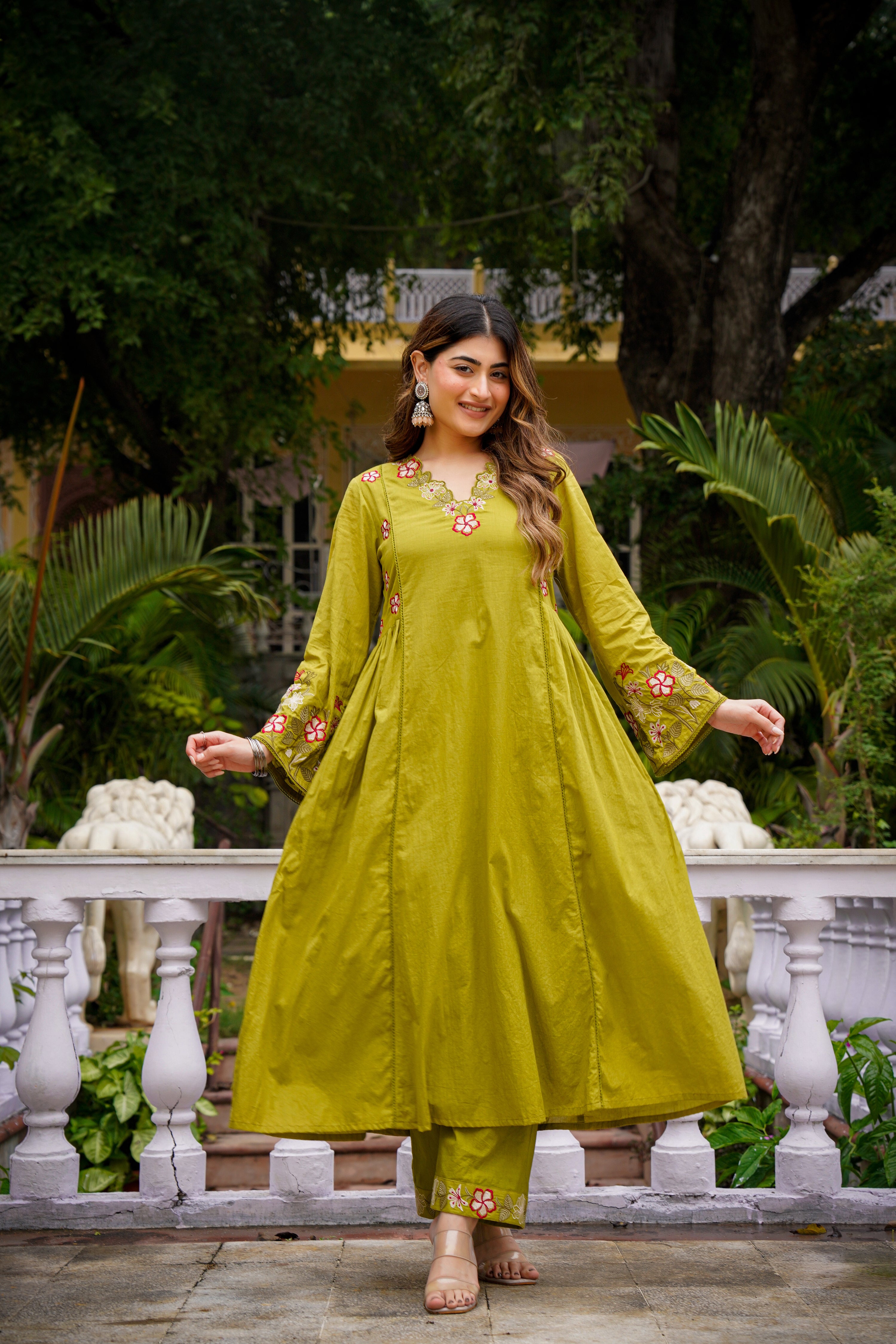 Olive Meadow Cotton Suit Set