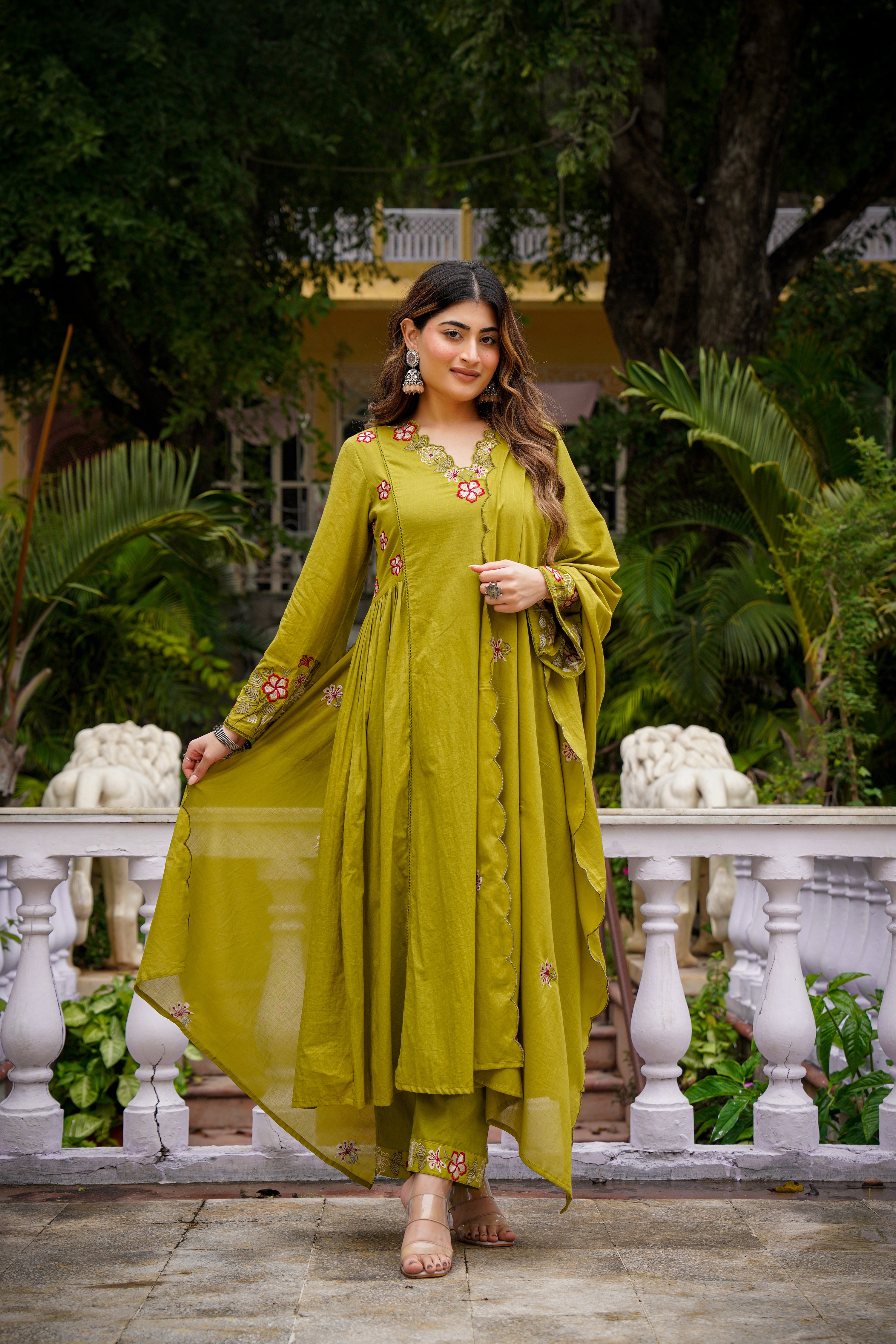 Olive Meadow Cotton Suit Set