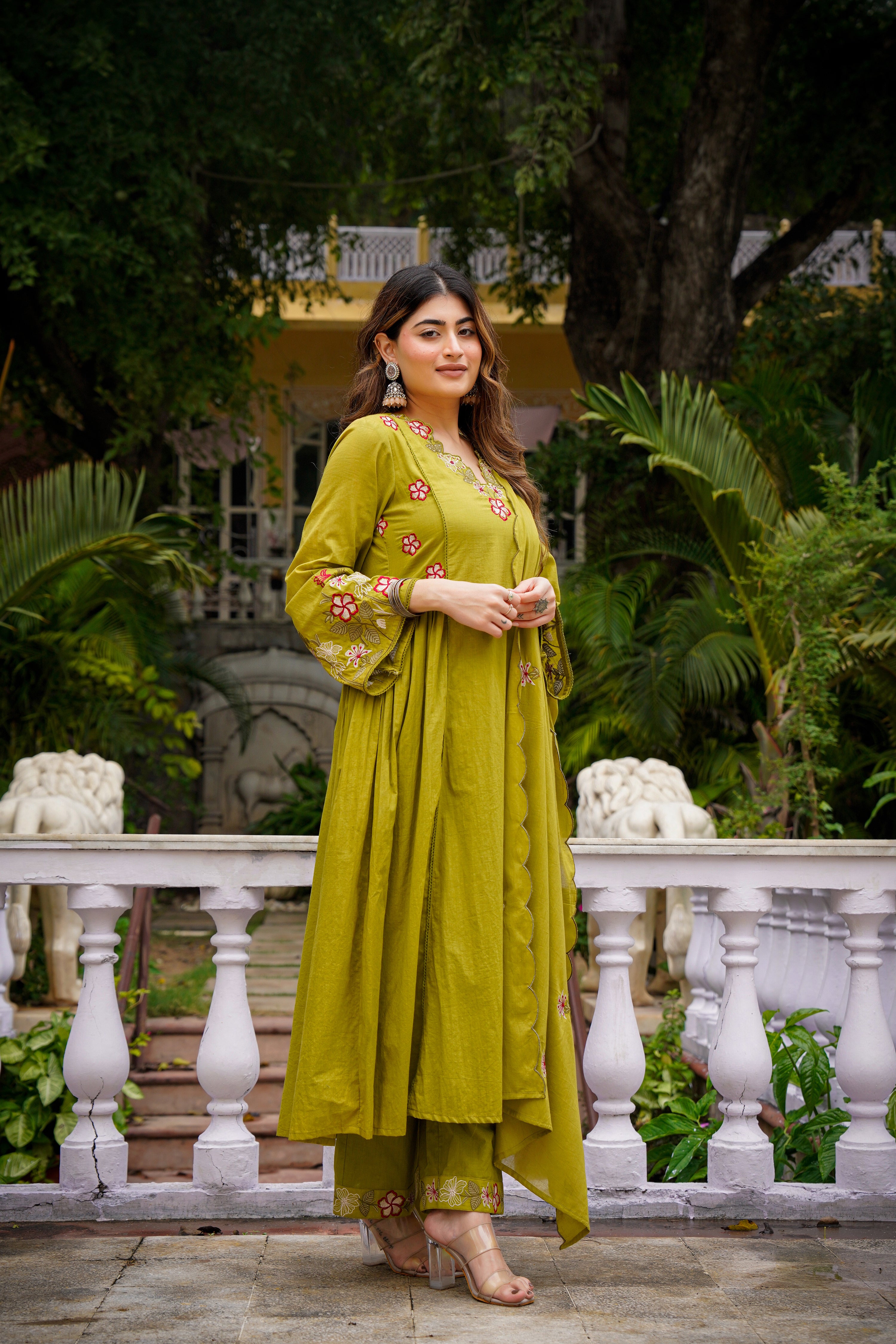 Olive Meadow Cotton Suit Set