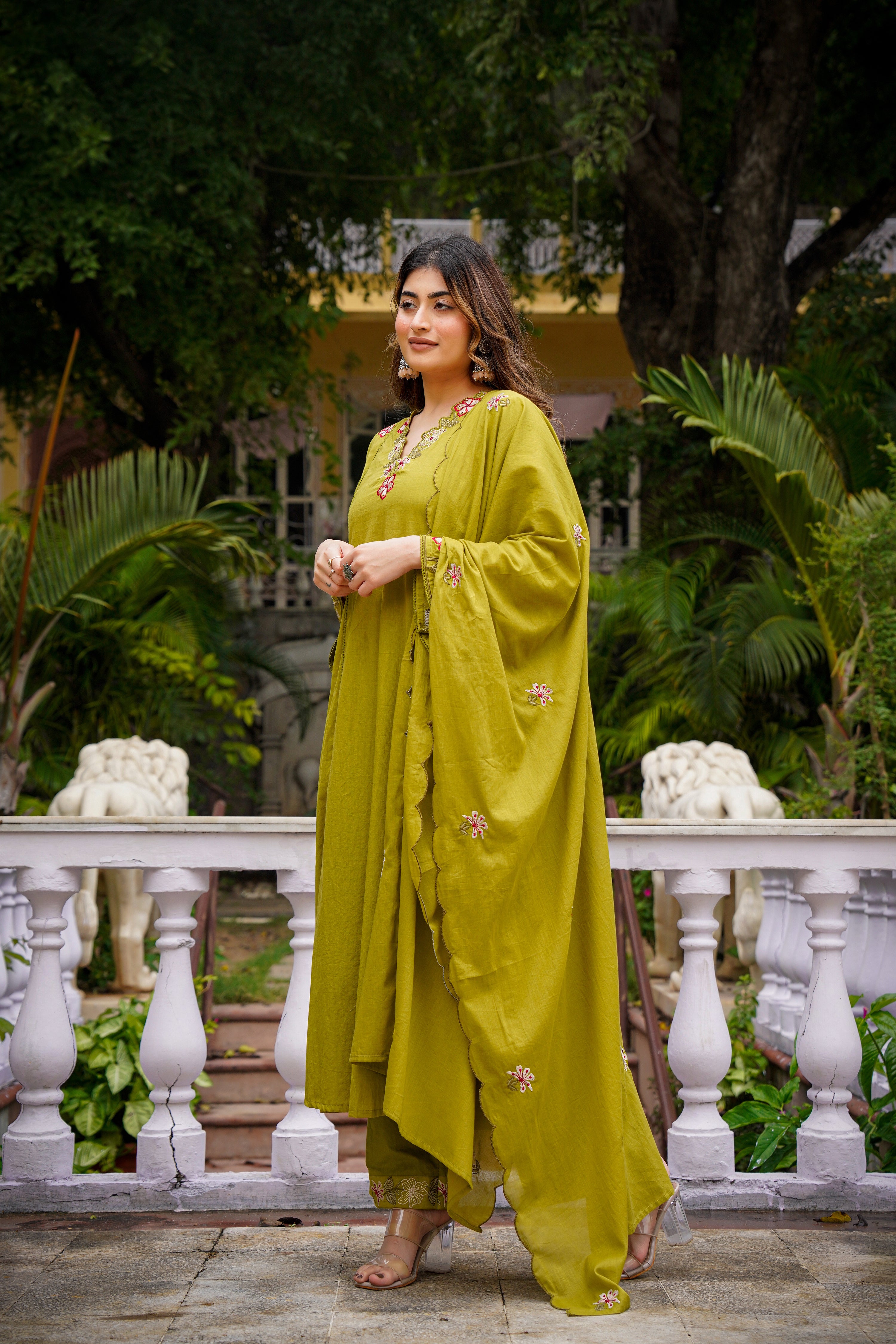 Olive Meadow Cotton Suit Set