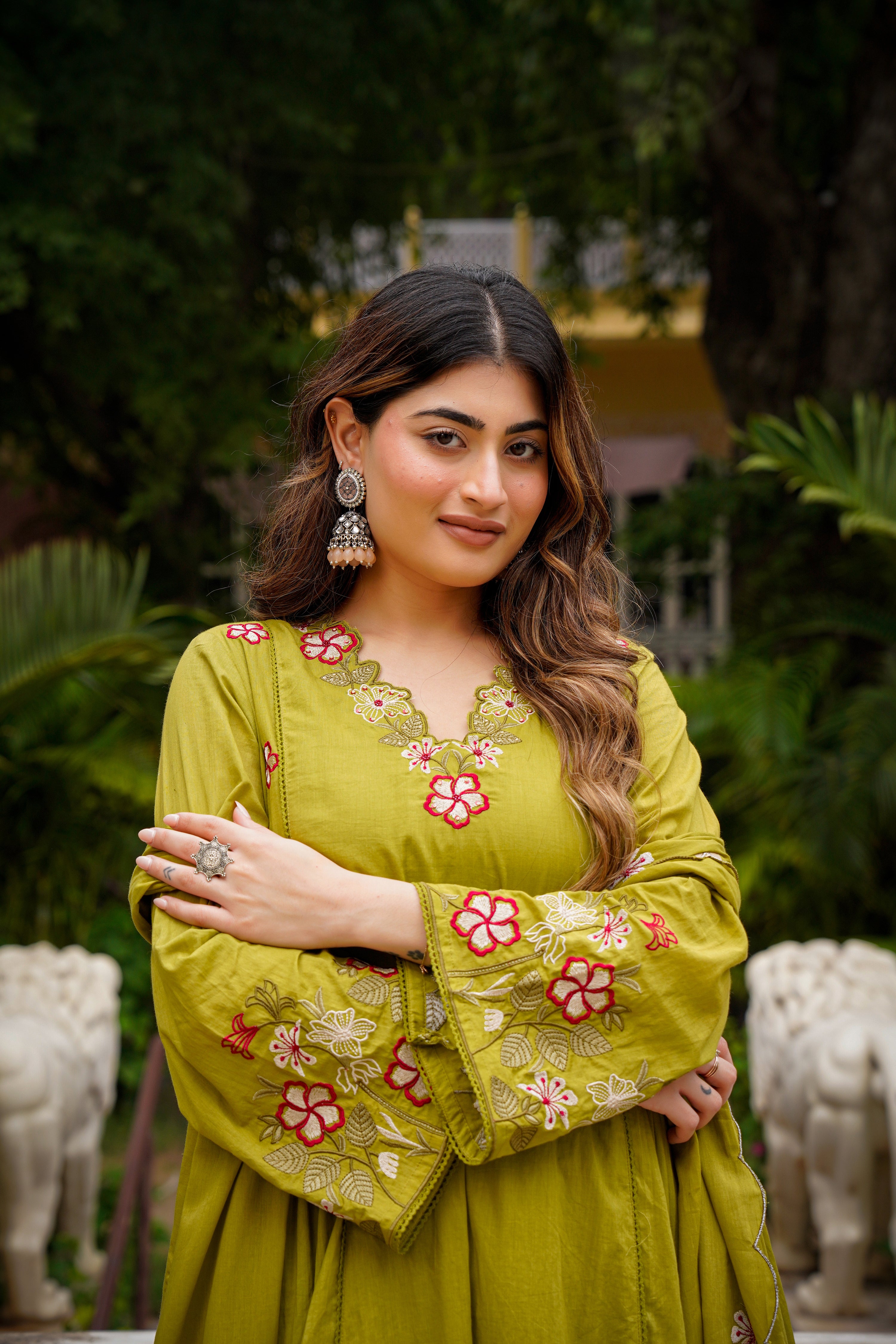 Olive Meadow Cotton Suit Set