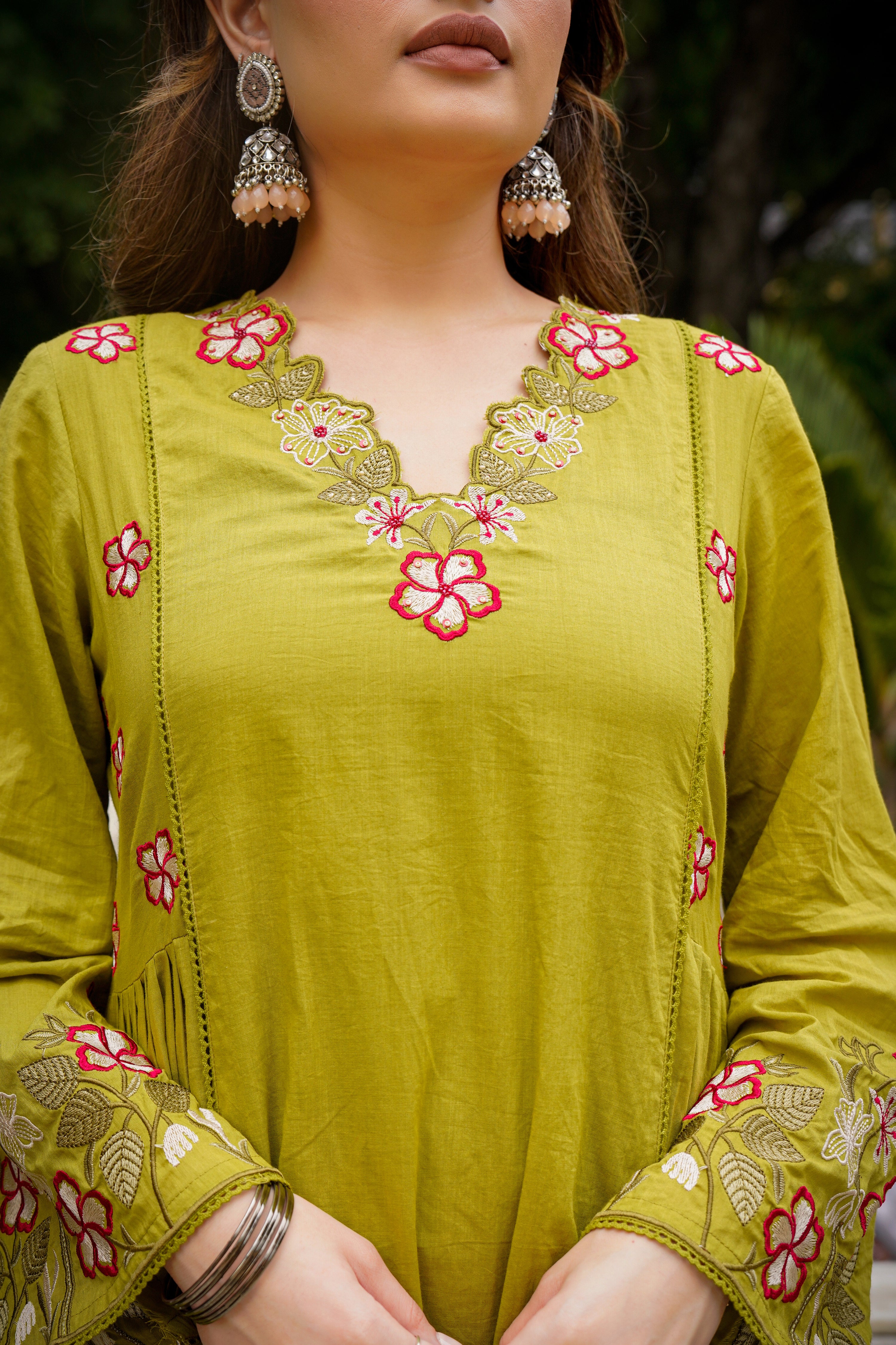Olive Meadow Cotton Suit Set