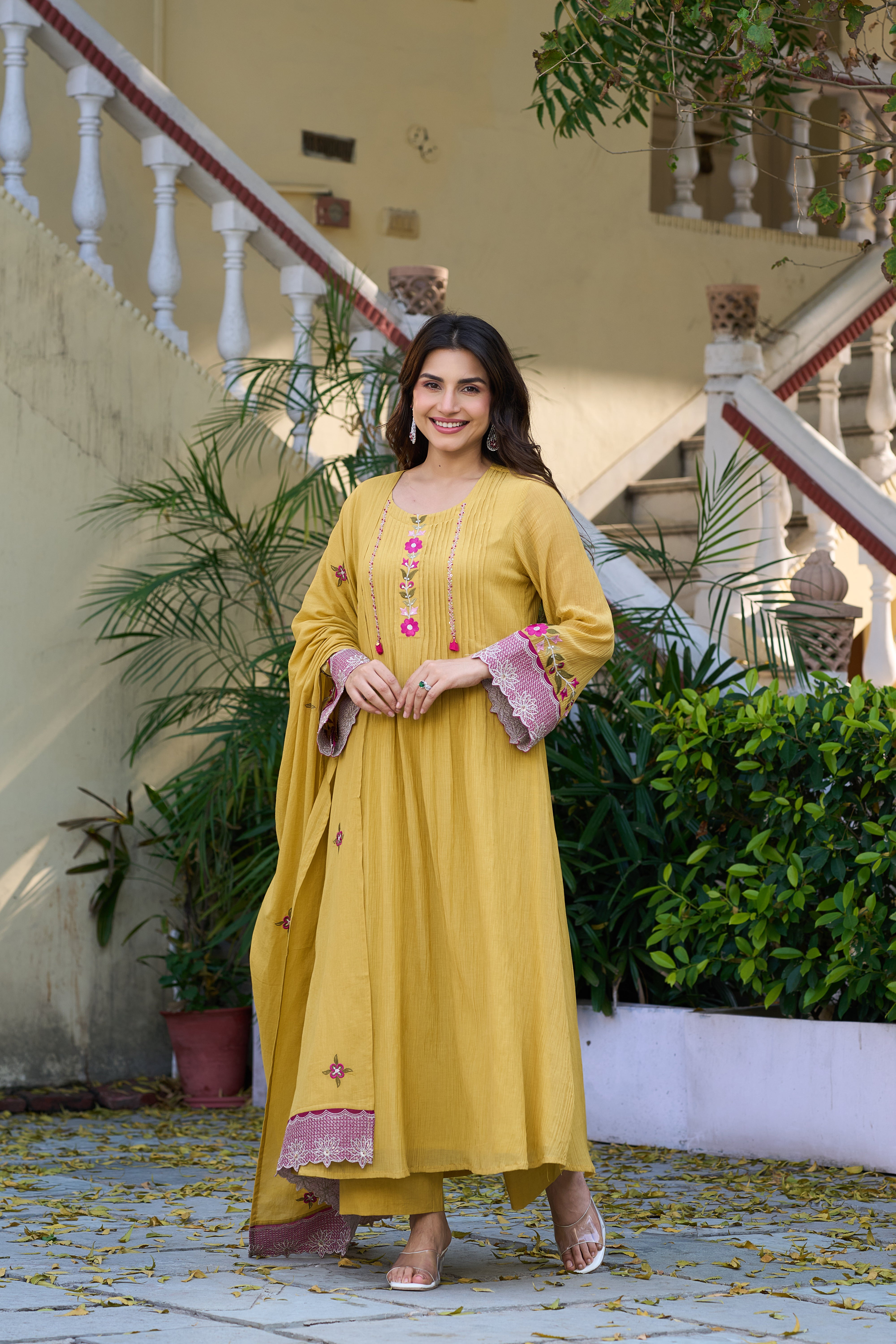 Mustard Bloom Elegance Suit Set