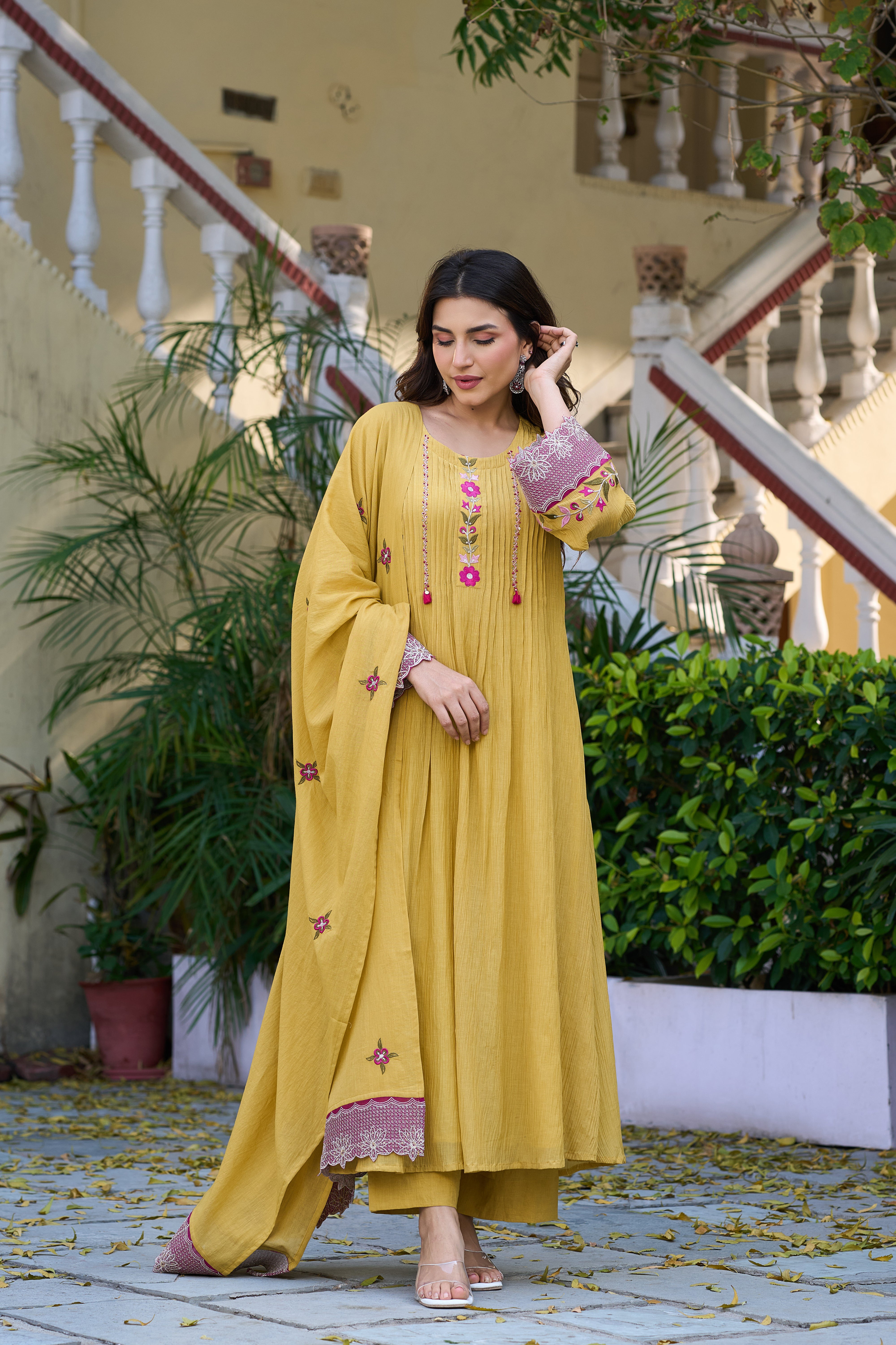 Mustard Bloom Elegance Suit Set