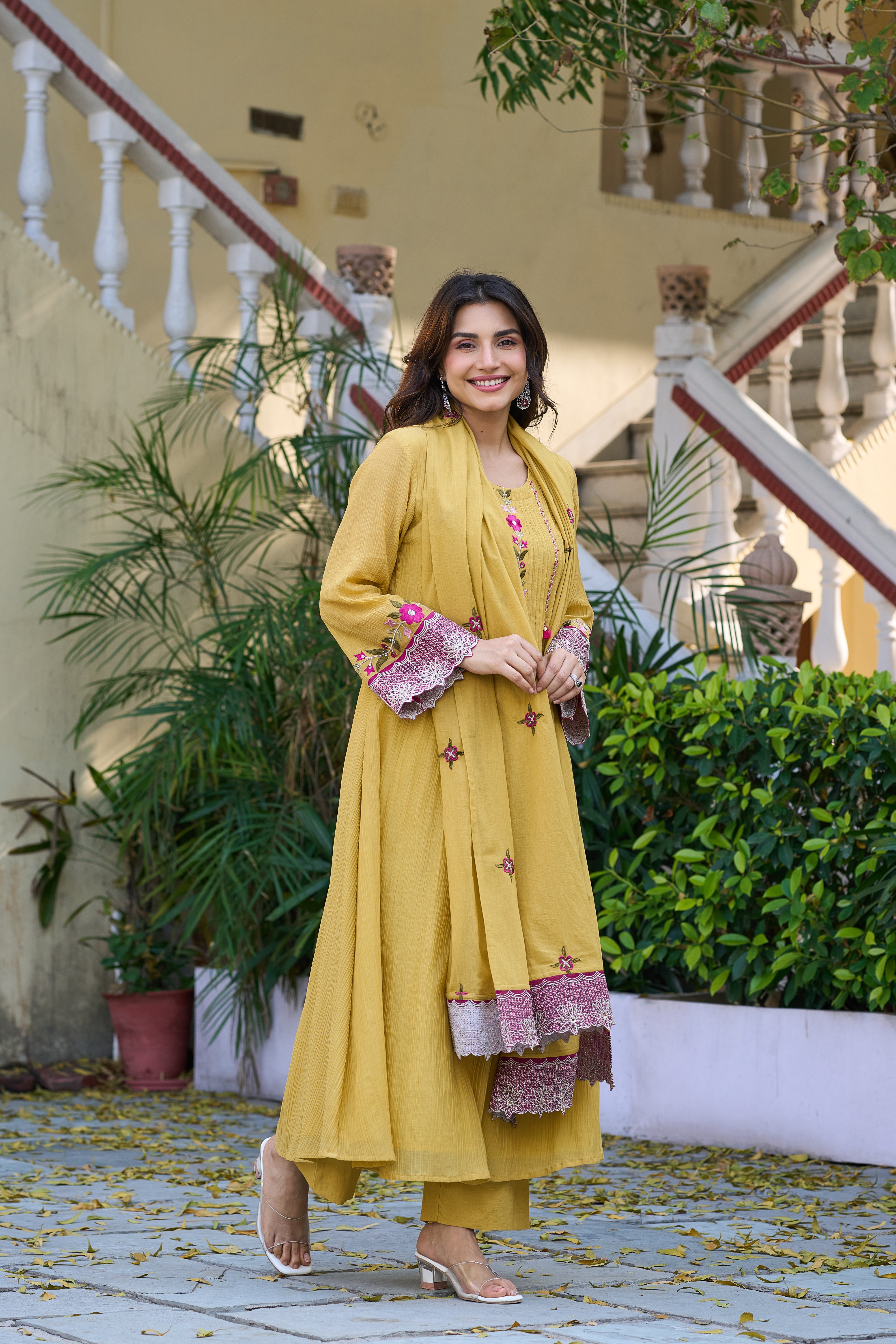 Mustard Bloom Elegance Suit Set