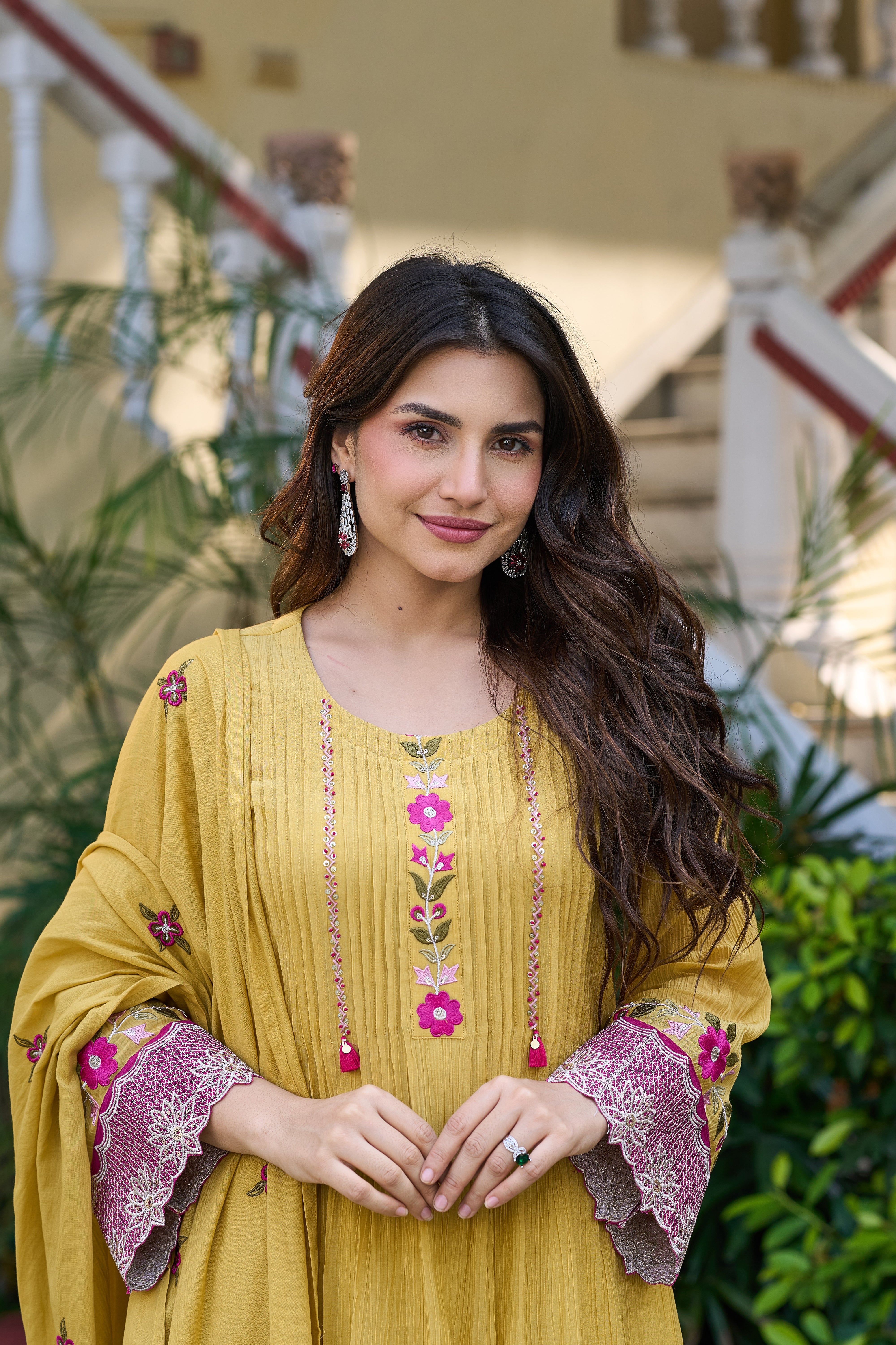 Mustard Bloom Elegance Suit Set