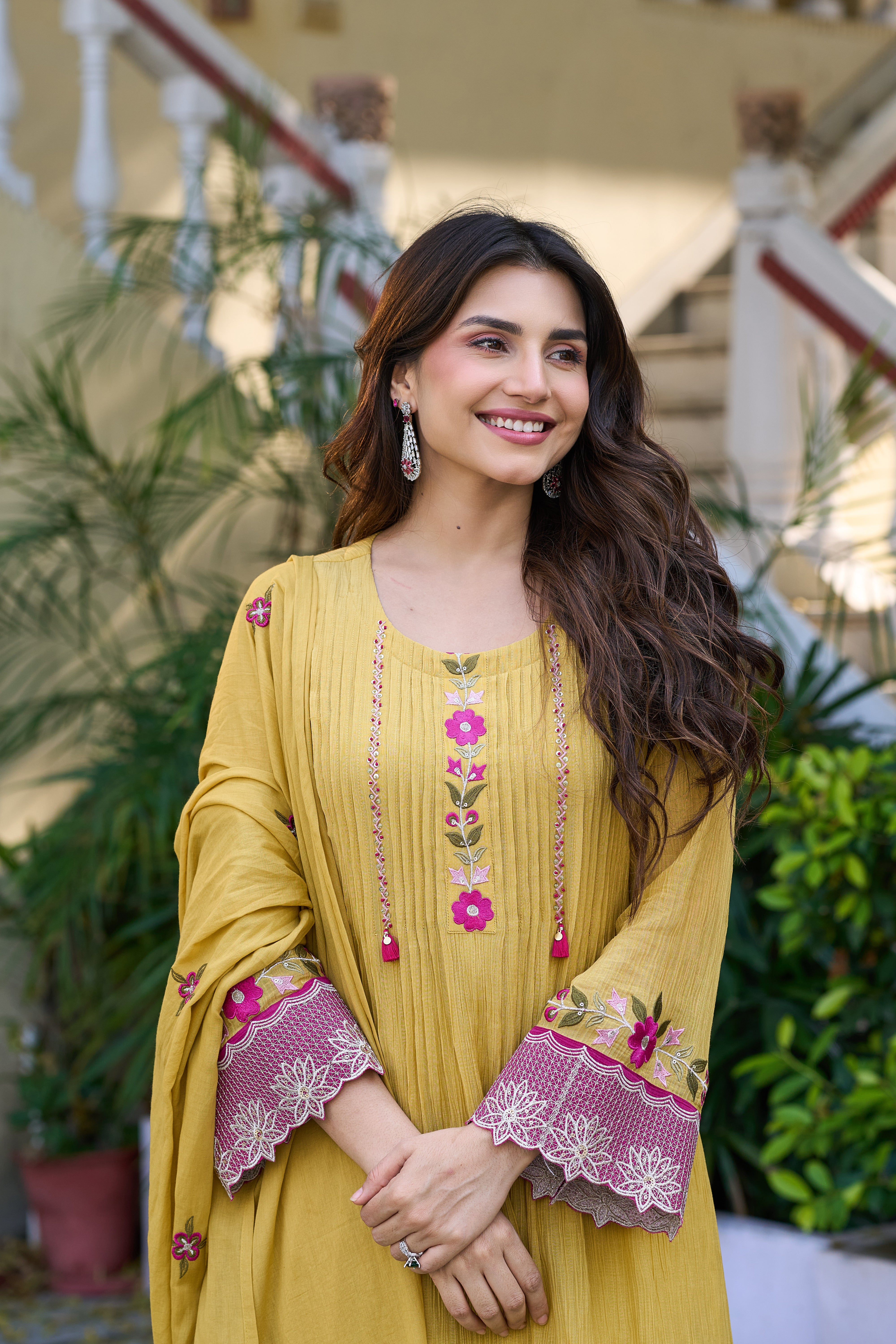 Mustard Bloom Elegance Suit Set