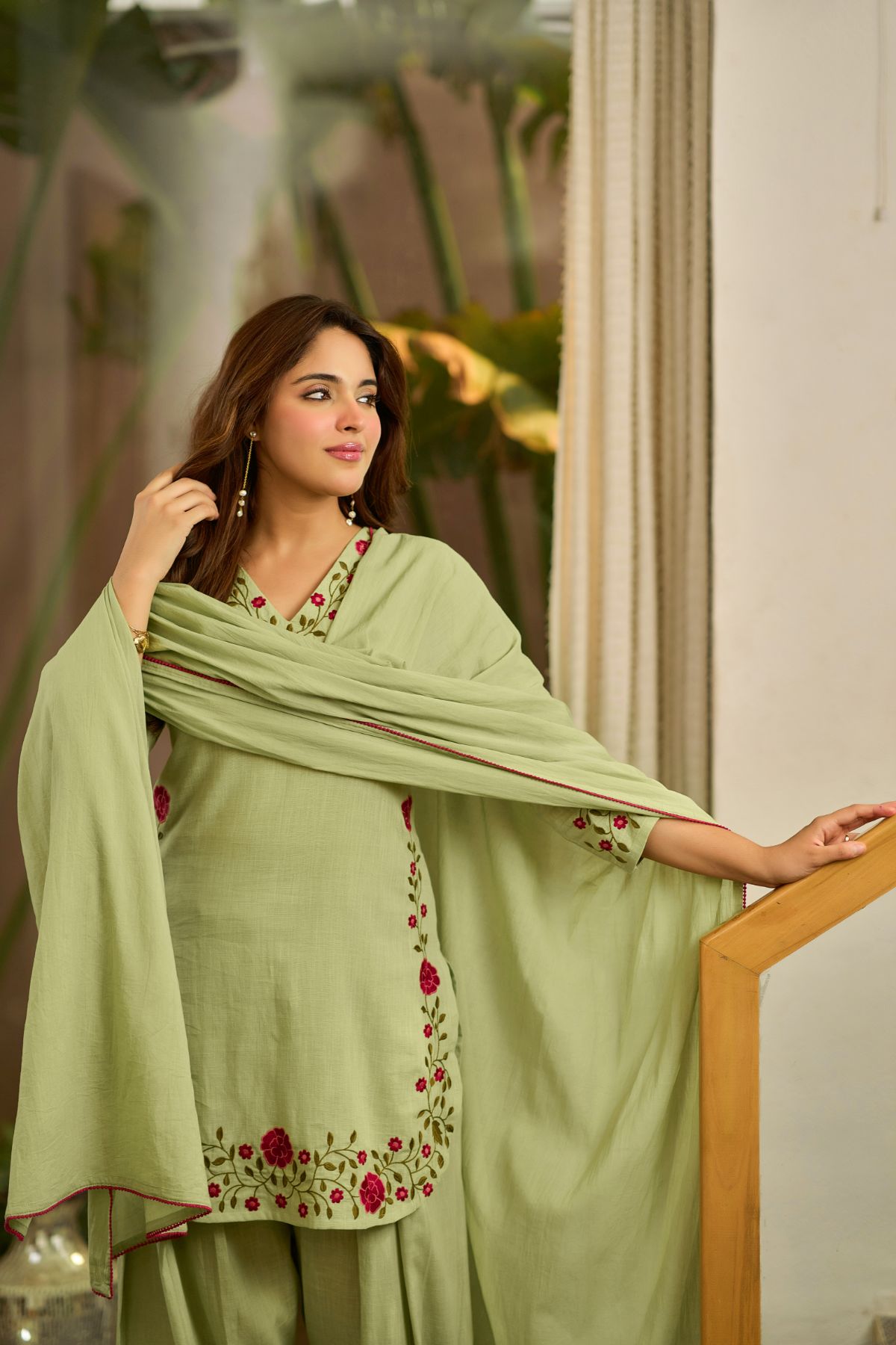 Sage Embroidered Suit Set