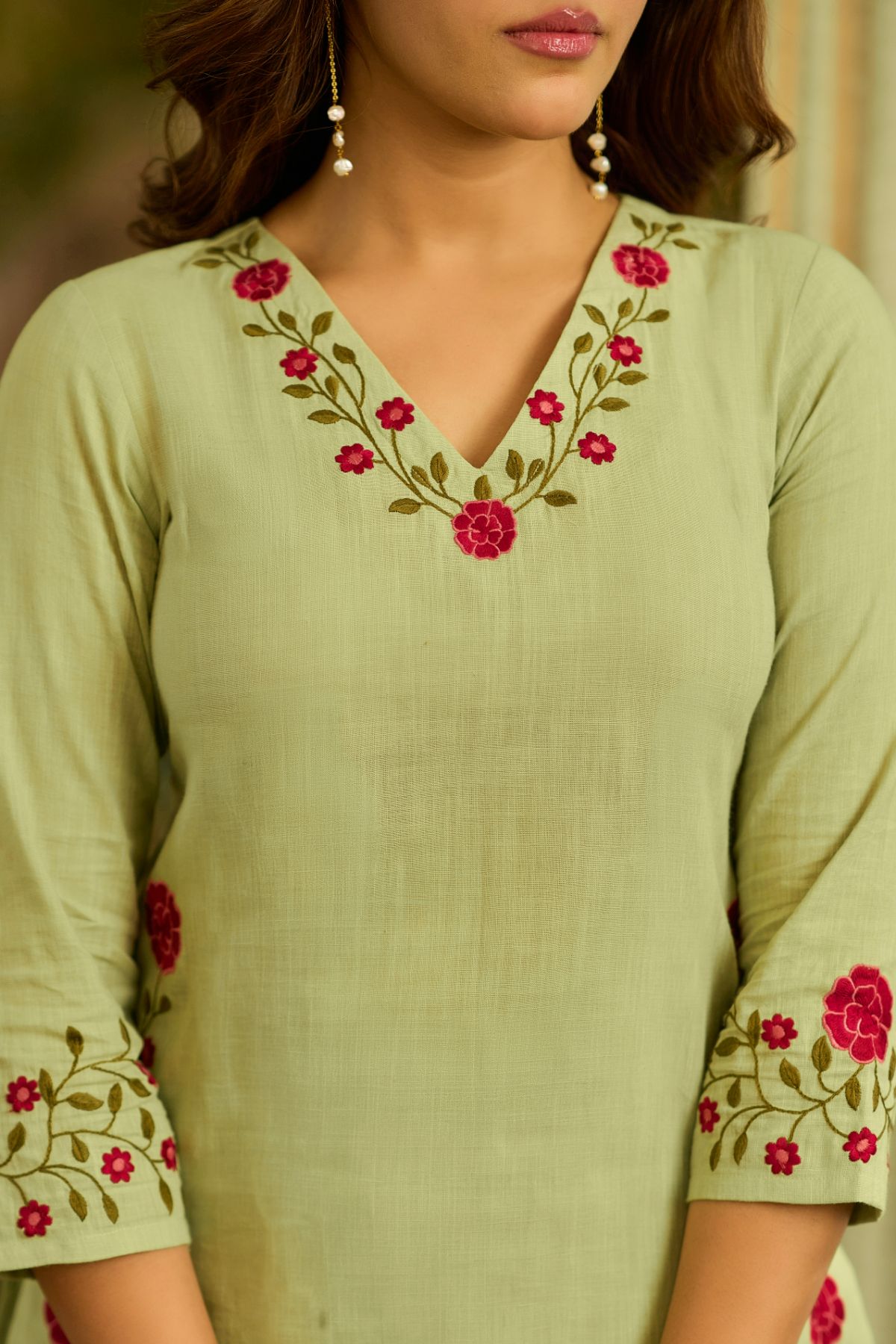Sage Embroidered Suit Set