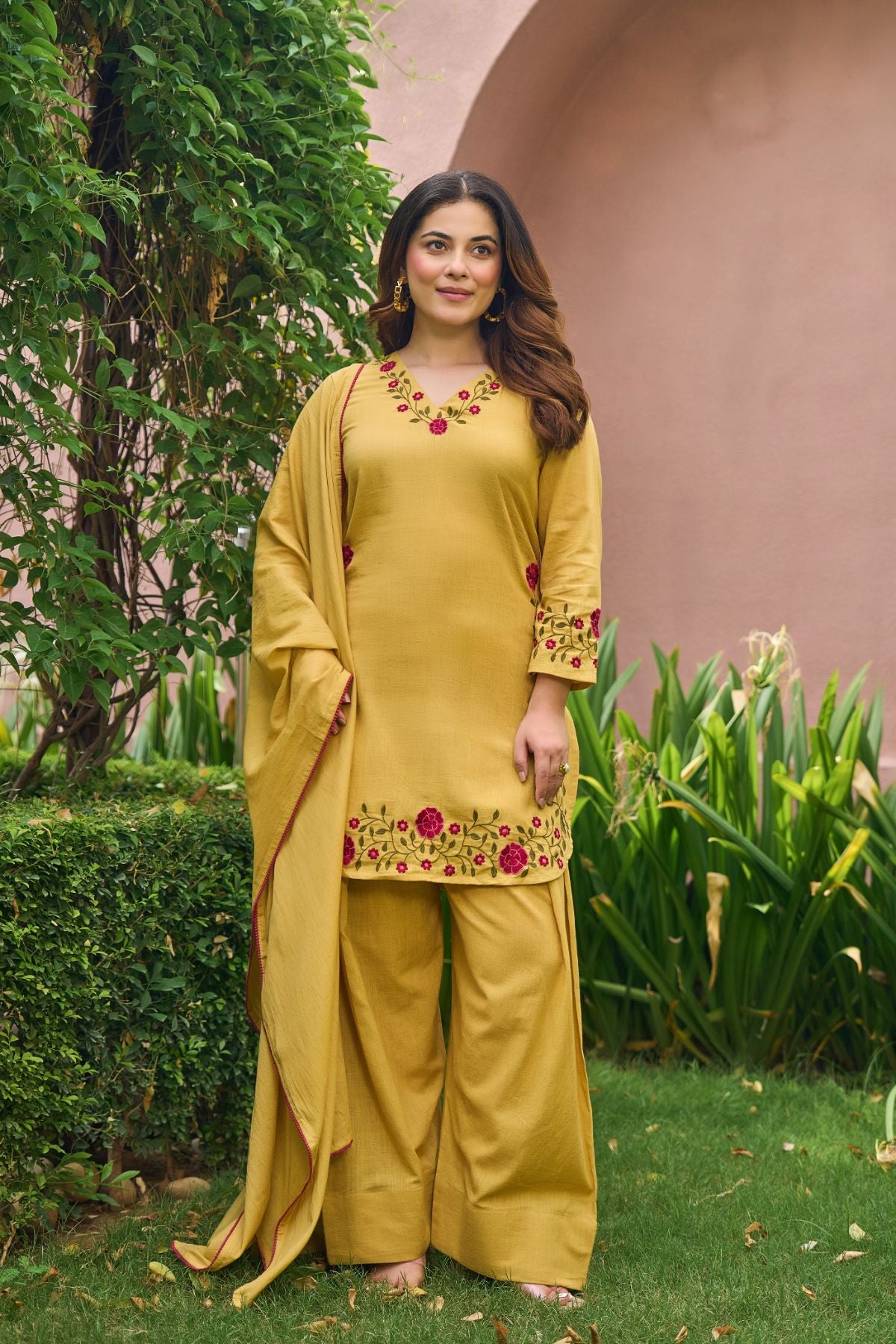 Mustard Floral Suit Set