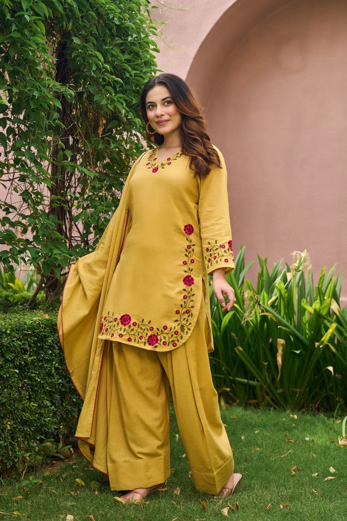 Mustard Floral Suit Set