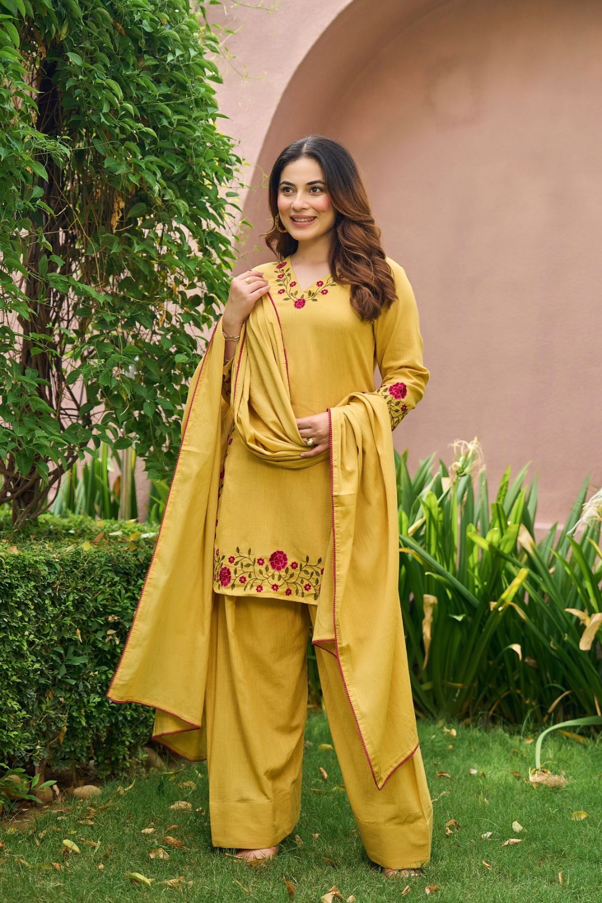 Mustard Floral Suit Set