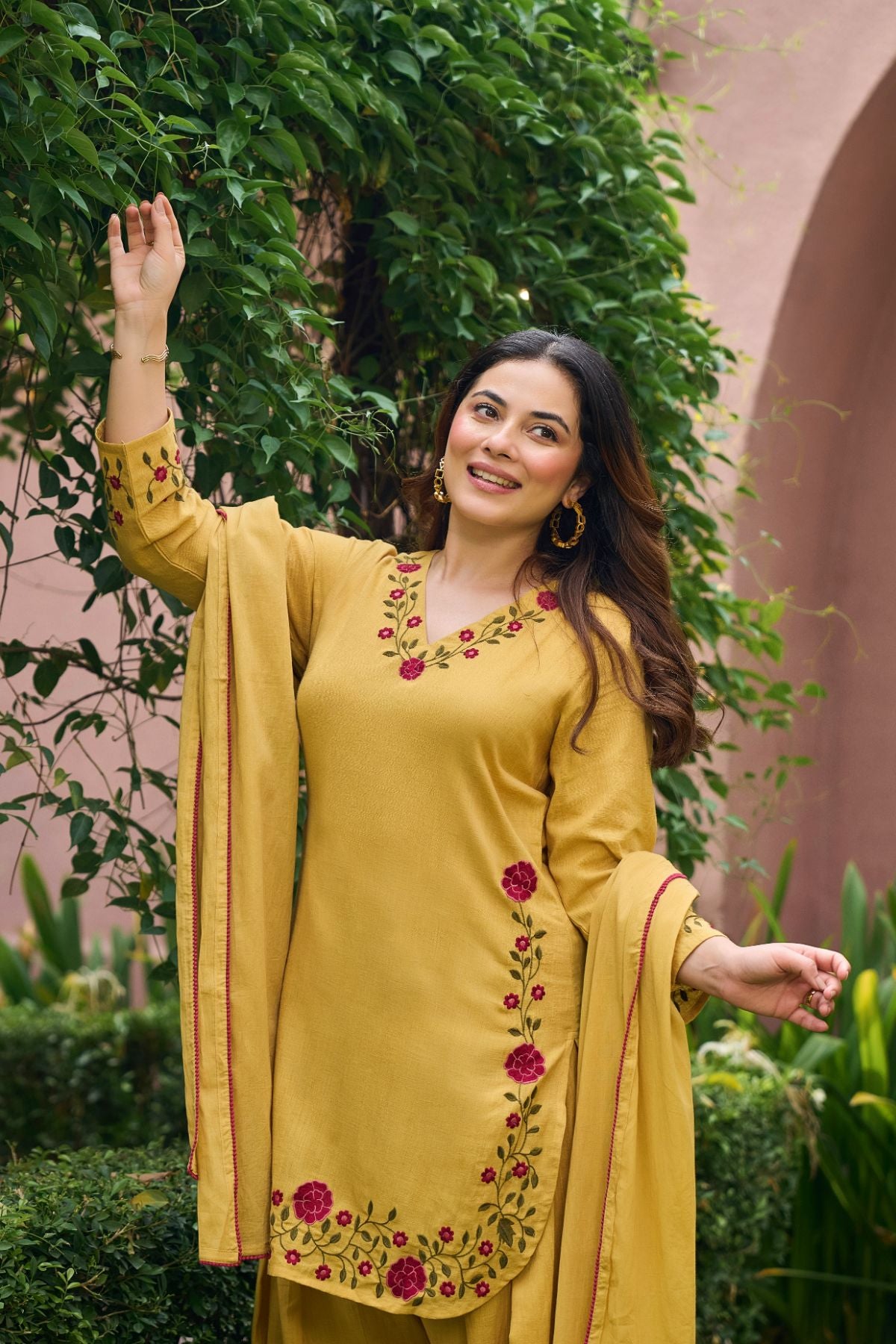 Mustard Floral Suit Set