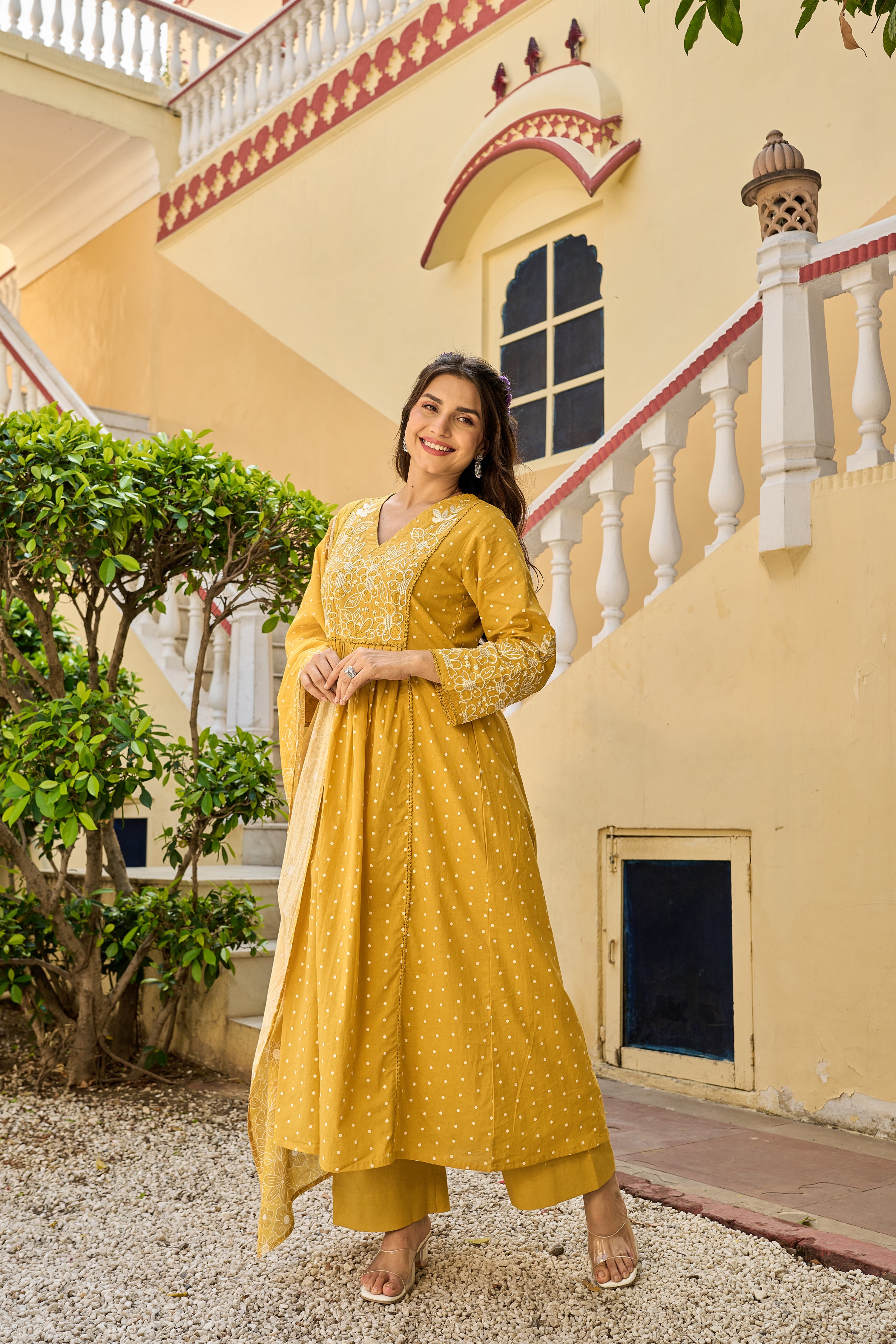 Sunshine Embroidered Mul Cotton Suit Set