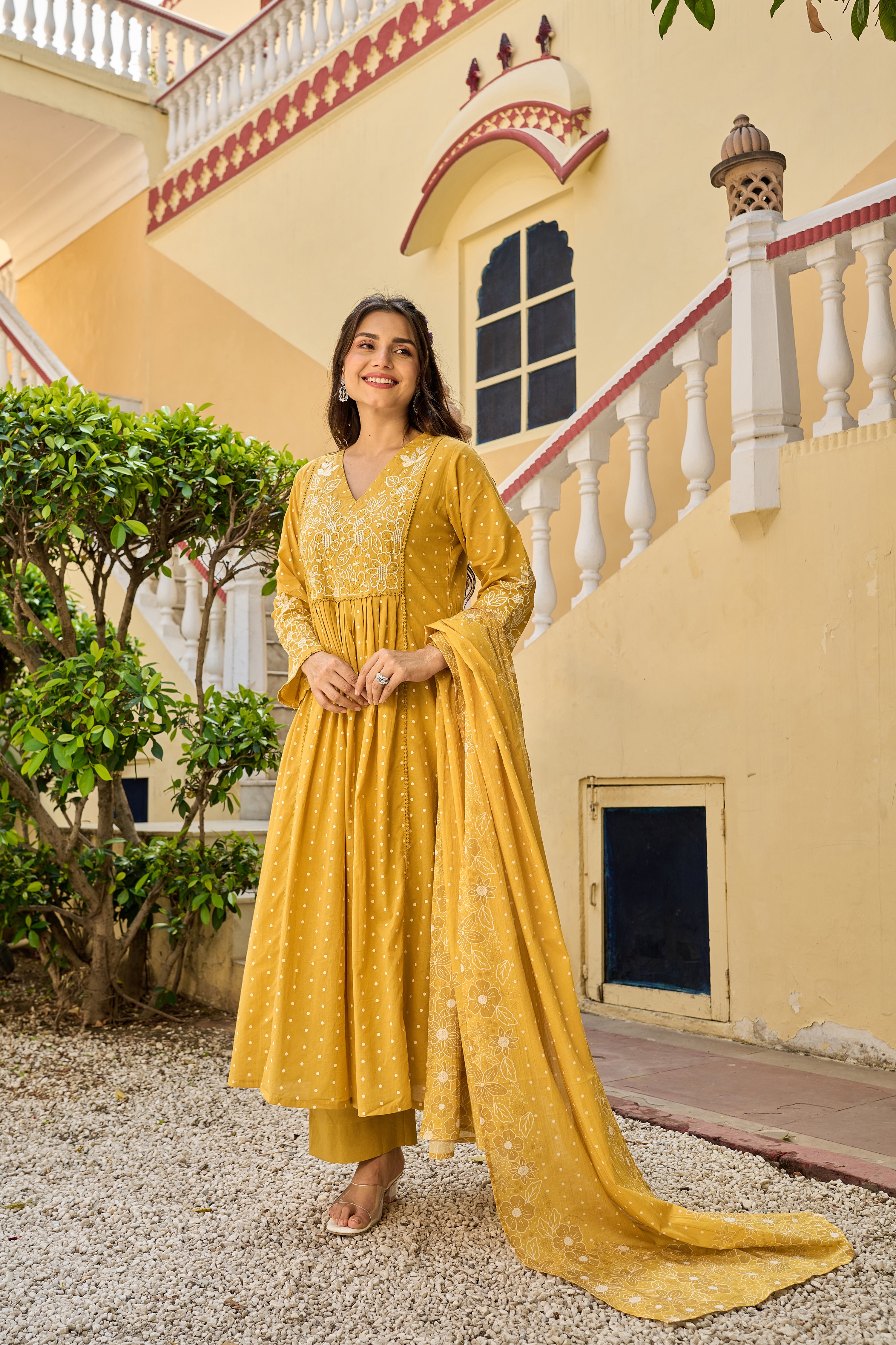 Sunshine Embroidered Mul Cotton Suit Set
