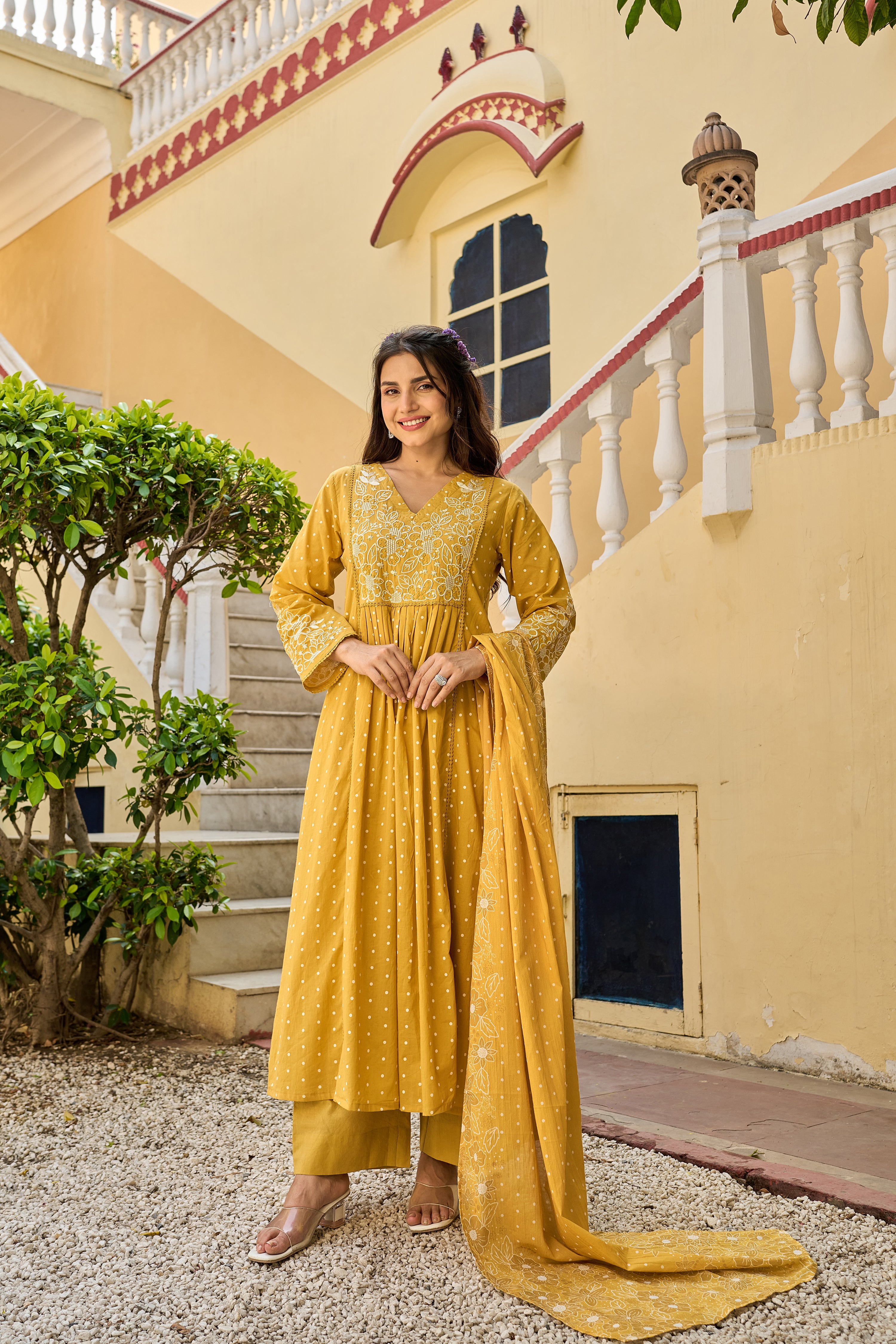 Sunshine Embroidered Mul Cotton Suit Set