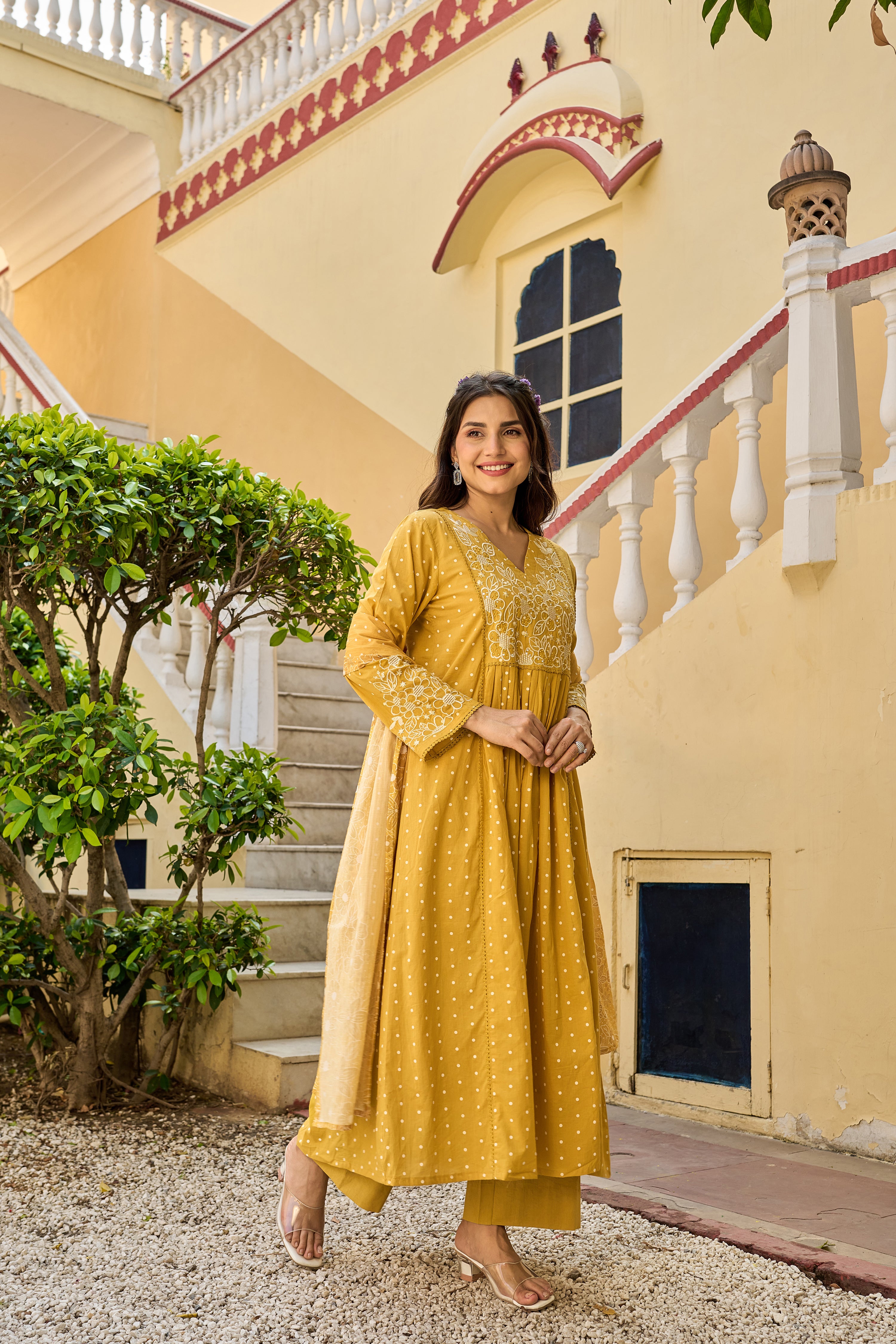 Sunshine Embroidered Mul Cotton Suit Set