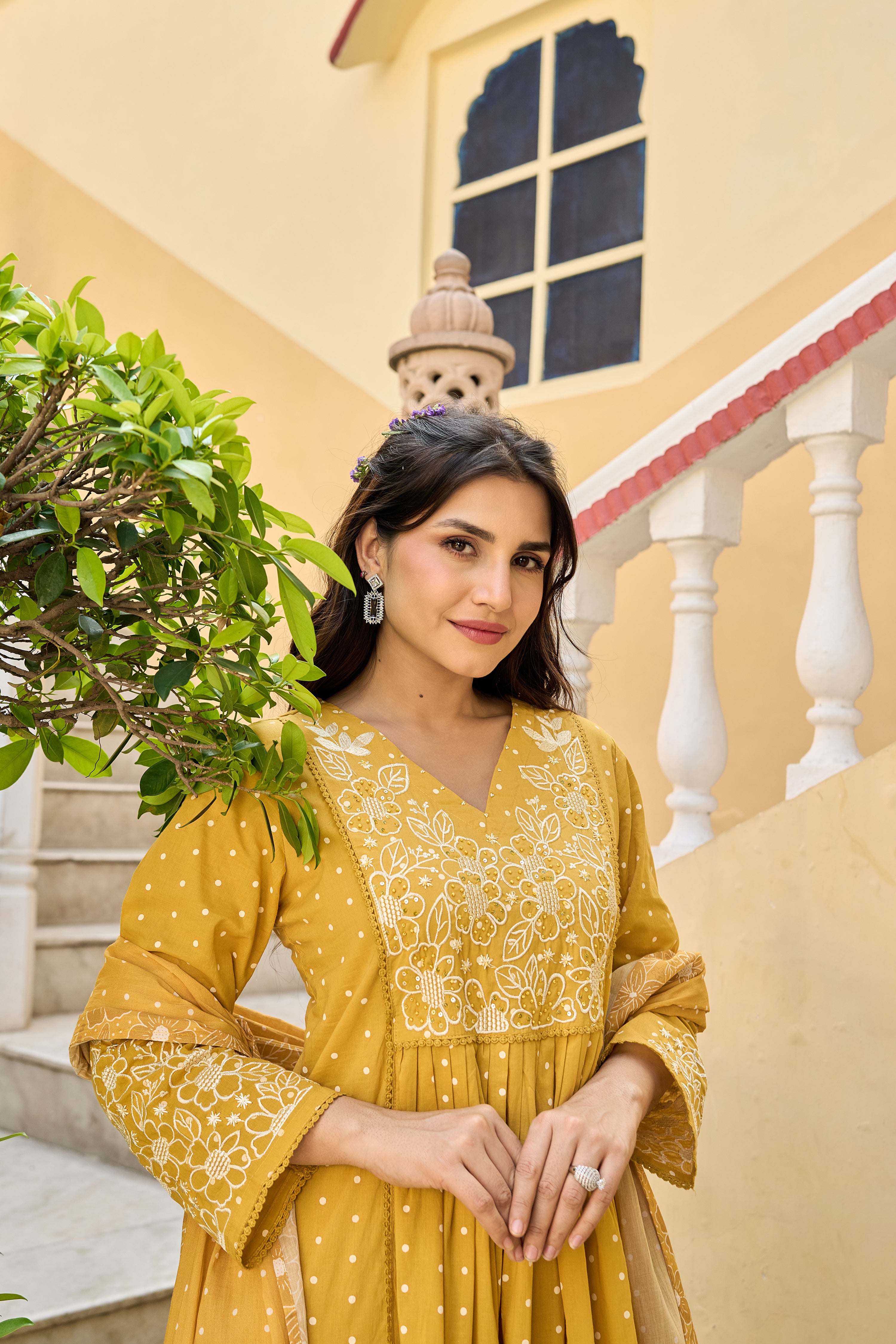 Sunshine Embroidered Mul Cotton Suit Set