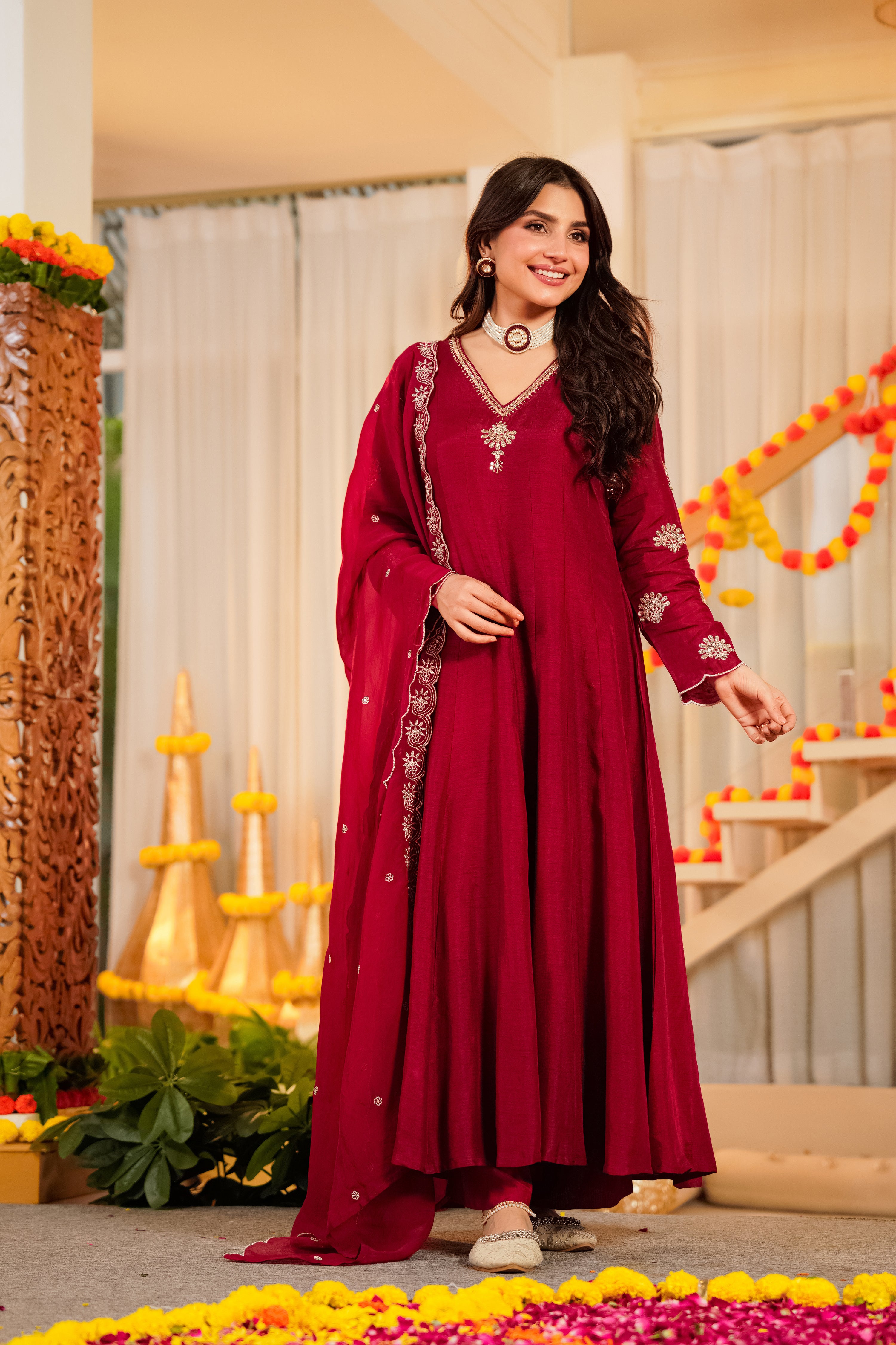 Crimson Royale Satori Silk Suit Set