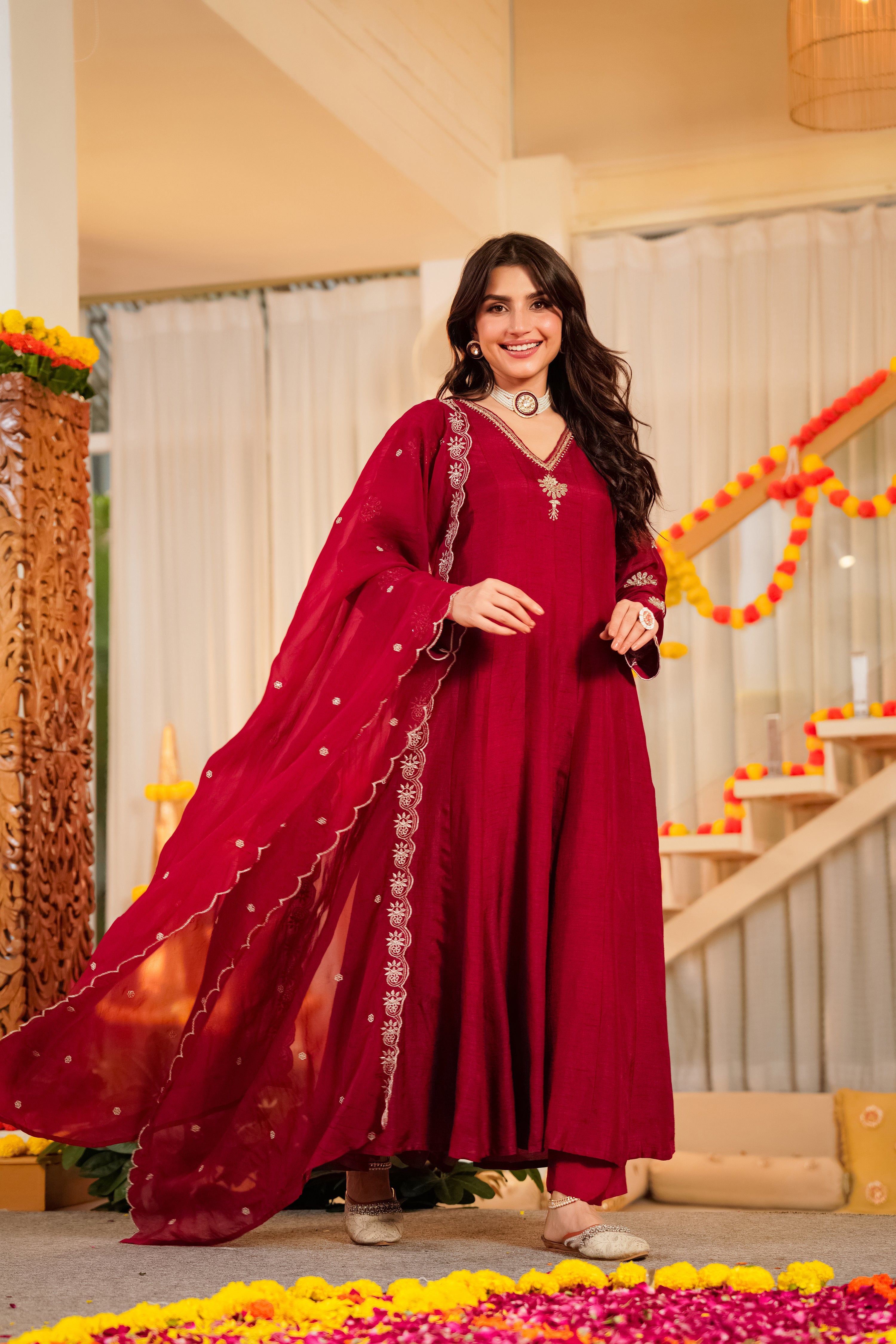 Crimson Royale Satori Silk Suit Set