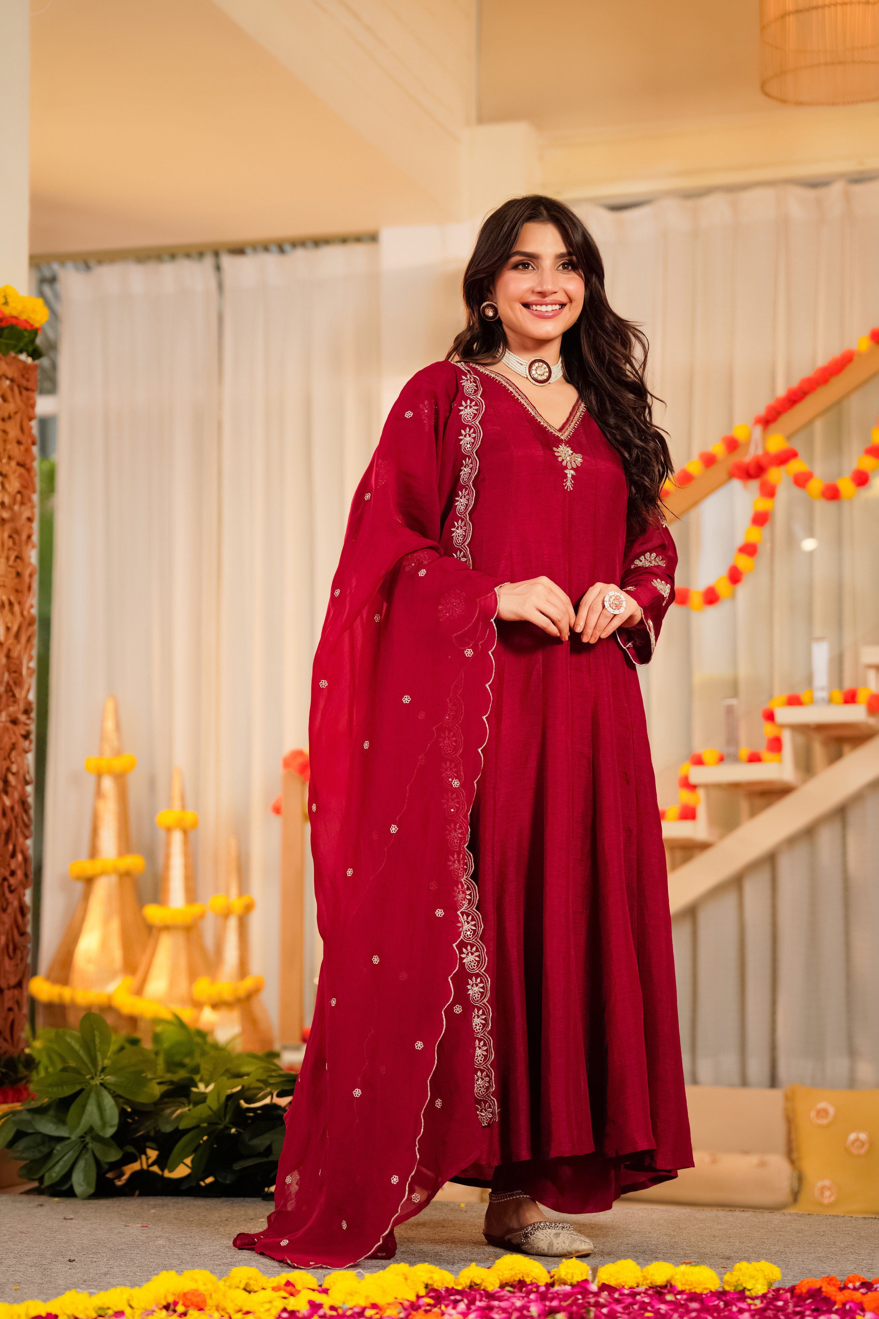 Crimson Royale Satori Silk Suit Set