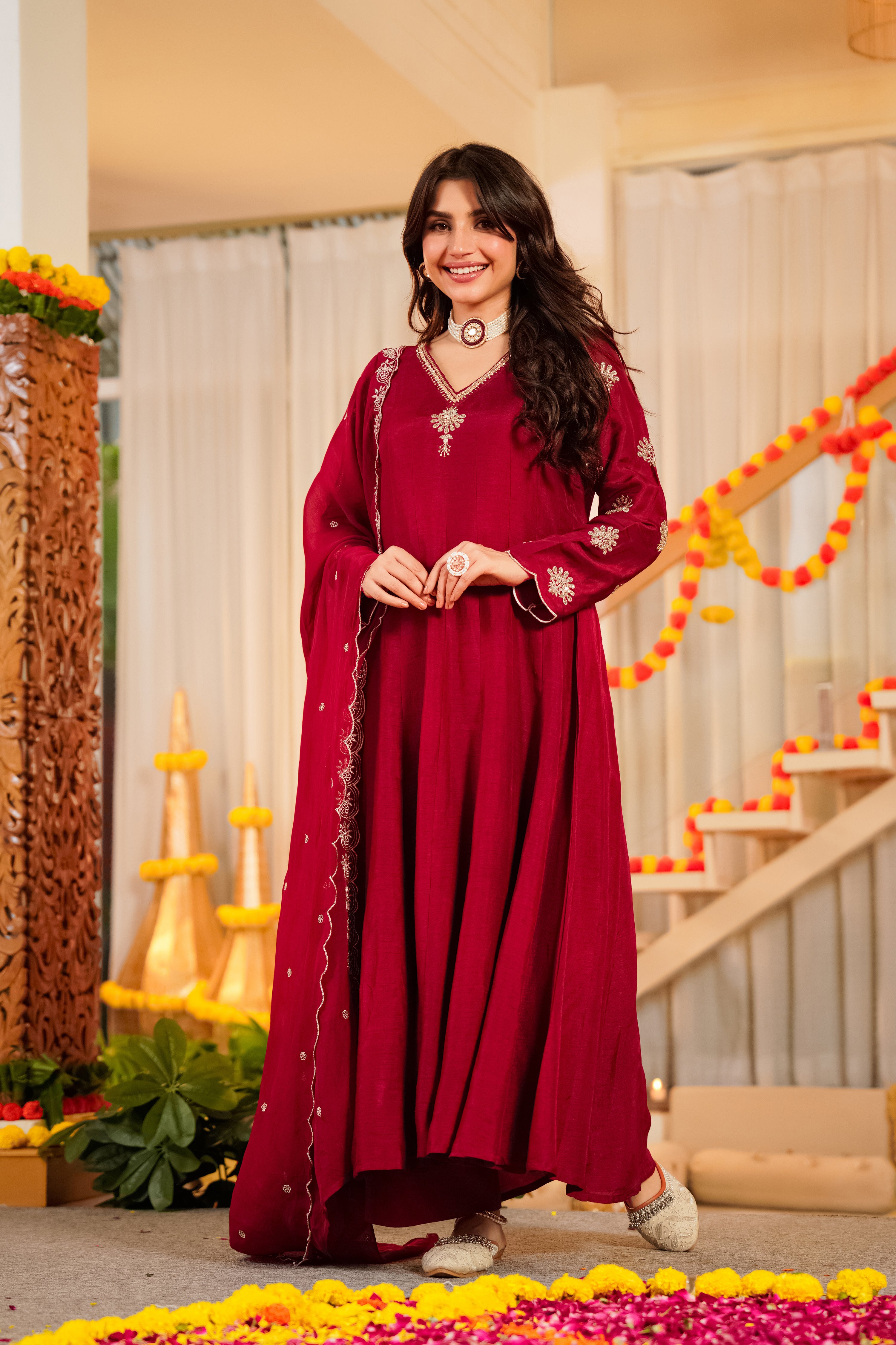 Crimson Royale Satori Silk Suit Set